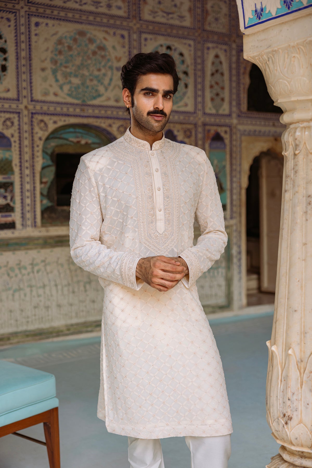 Pearl Cream Kurta Set.