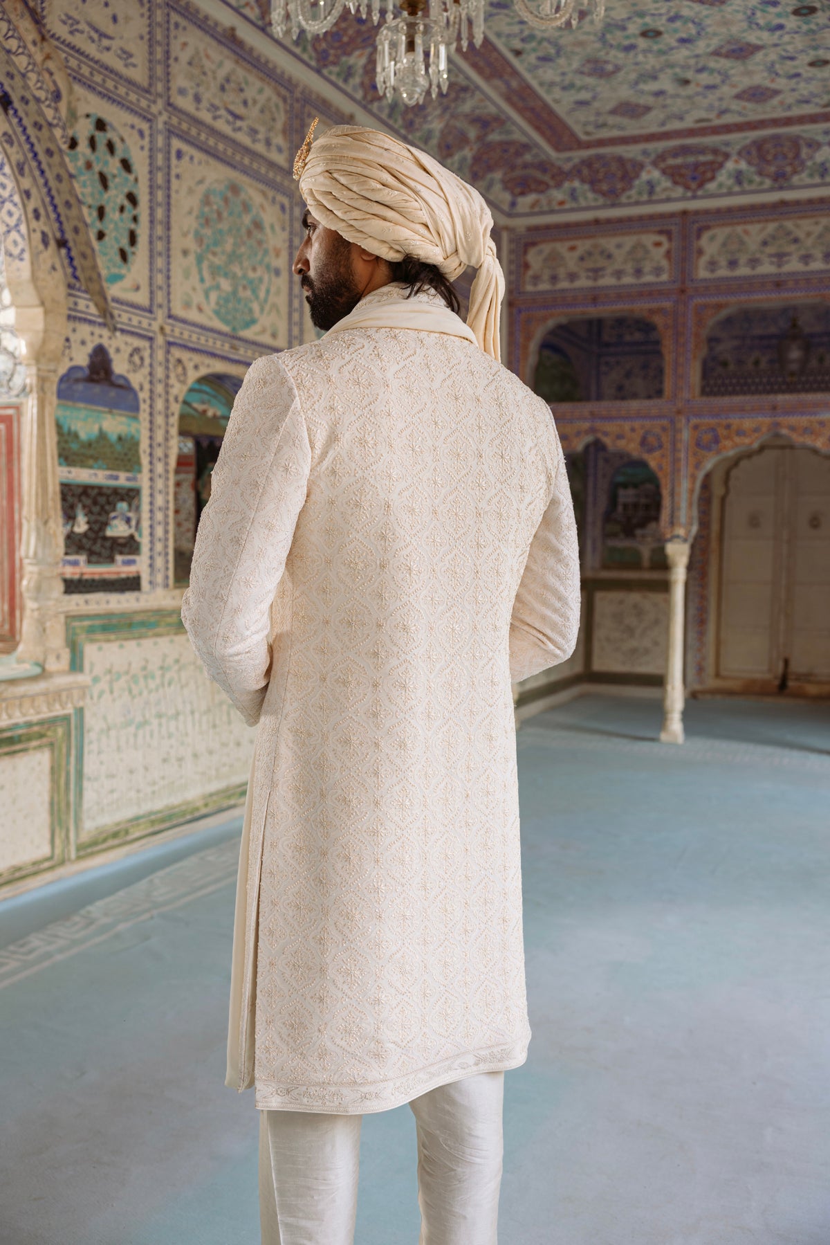 Pearl Cream Sherwani Set