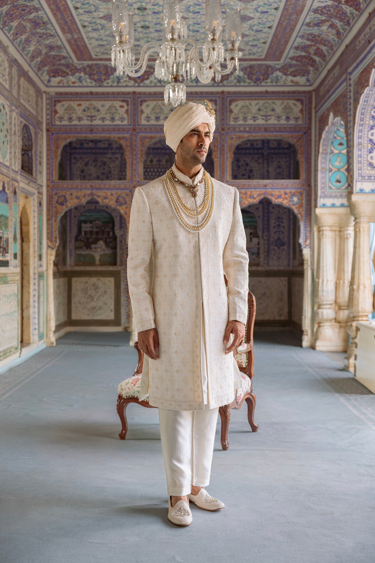 Cream Sherwani Set