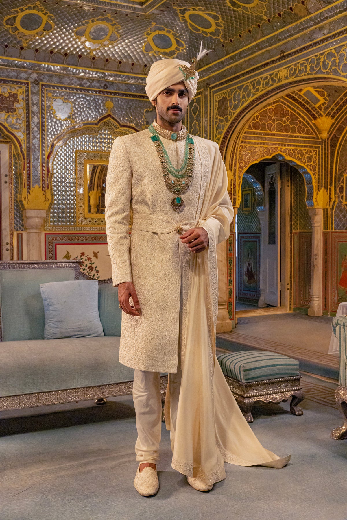Pearl Ivory Sherwani Set...
