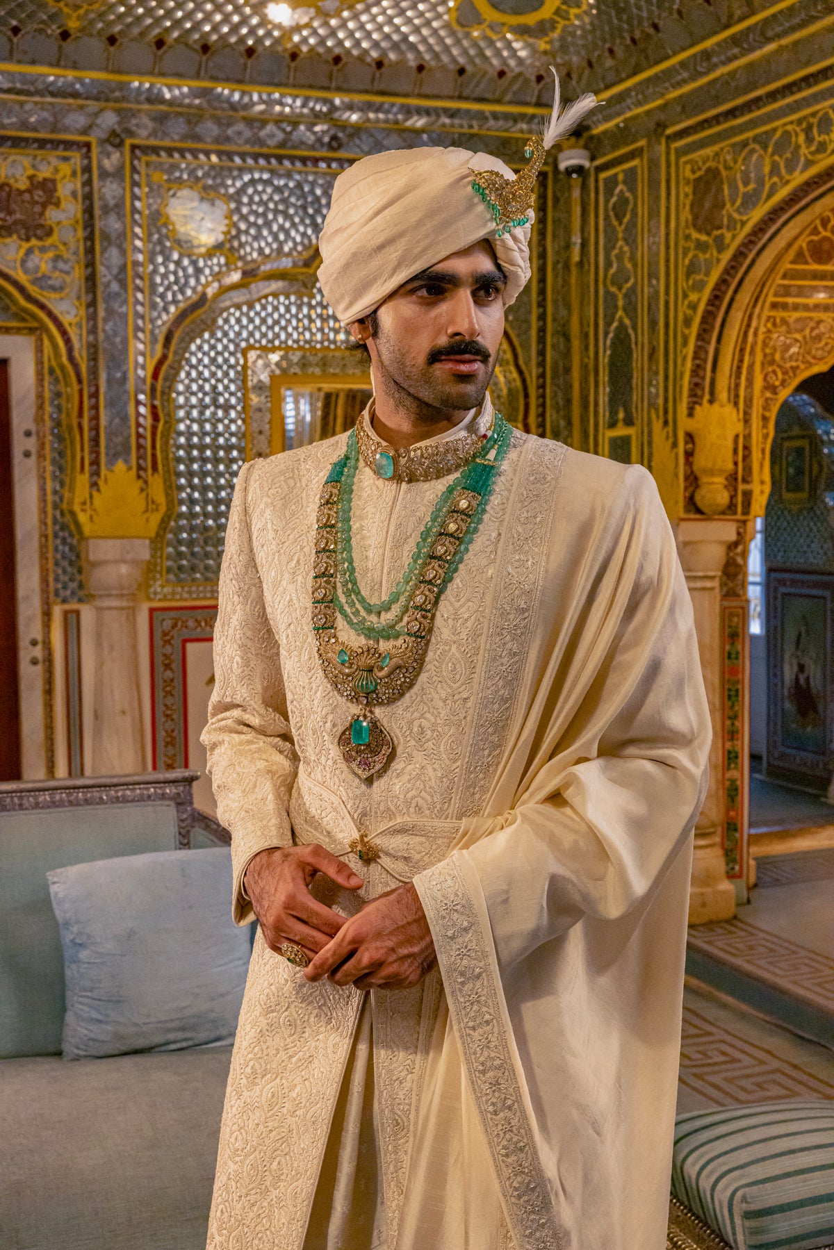 Pearl Ivory Sherwani Set...