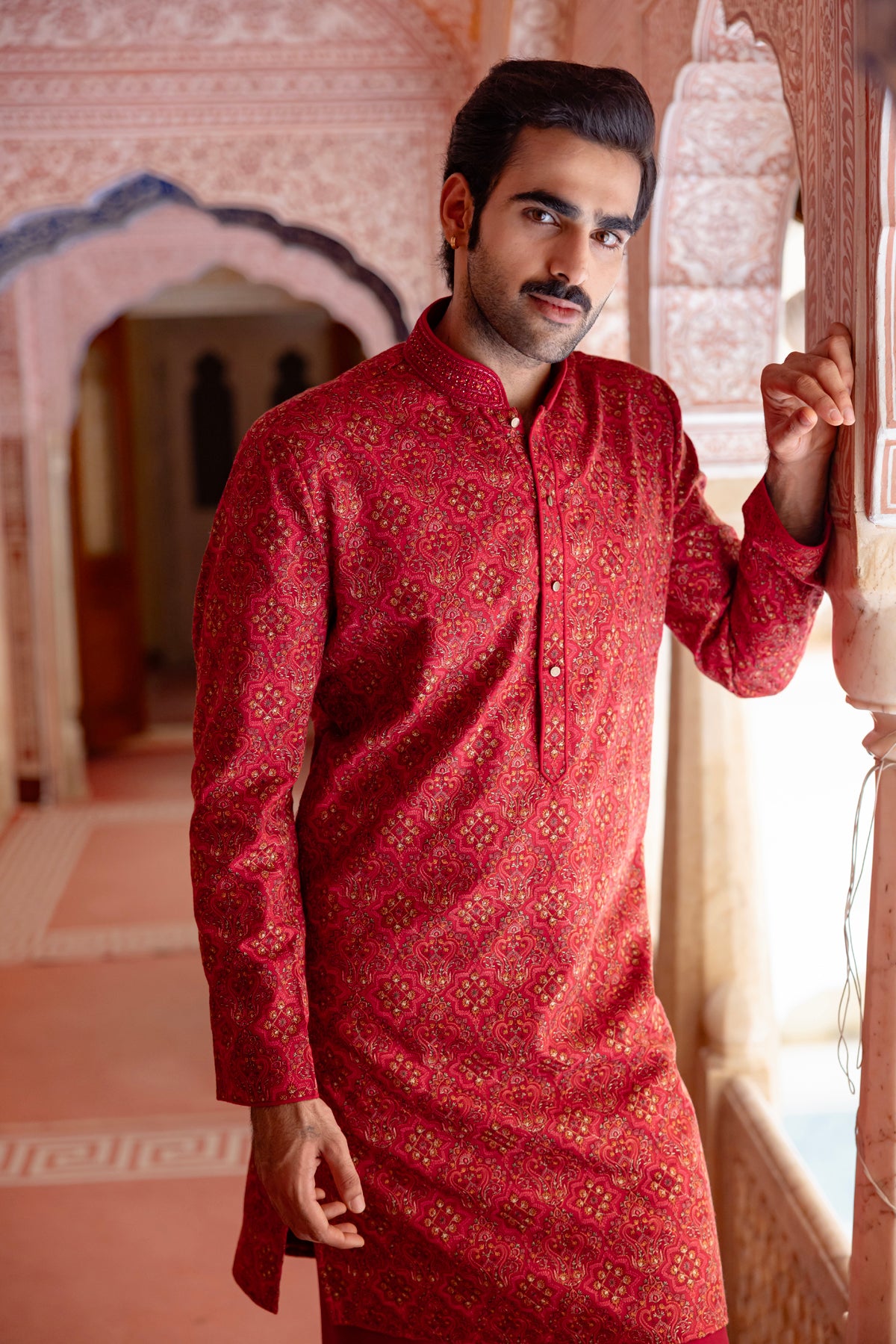 Vermillon Red Kurta Set