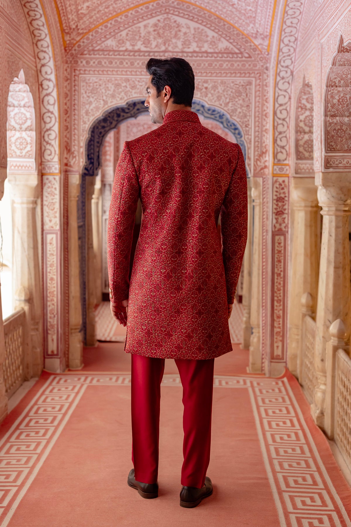 Vermillon Red Sherwani Set
