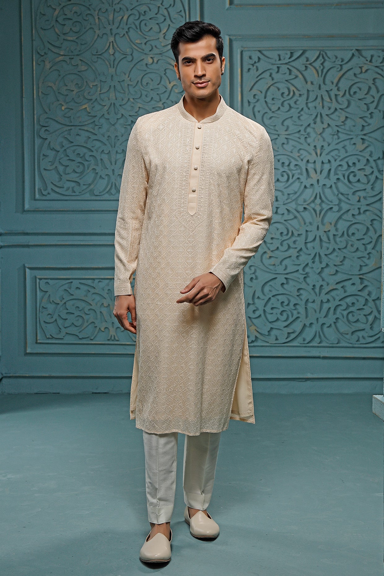 Beige Georgette Kurta Set