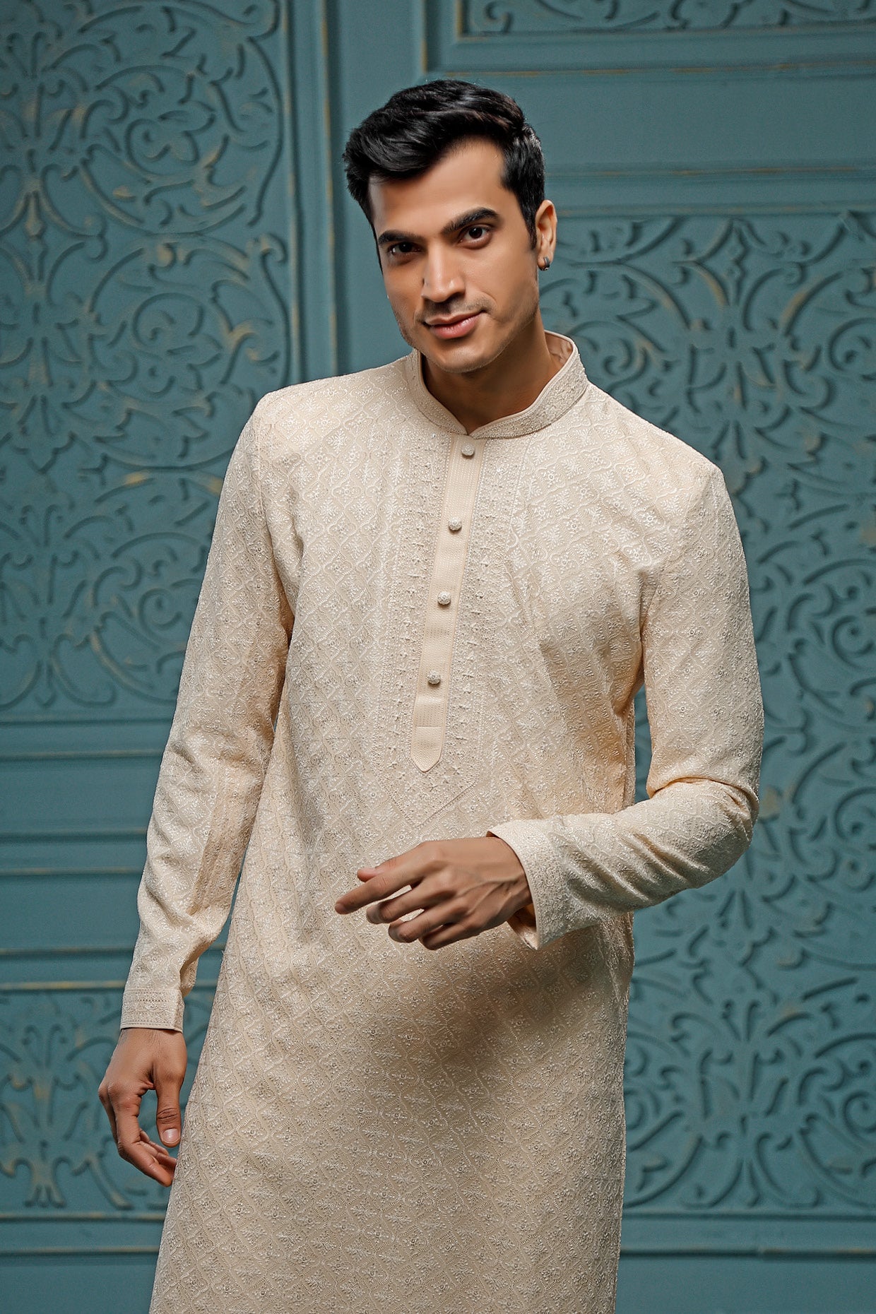 Beige Georgette Kurta Set