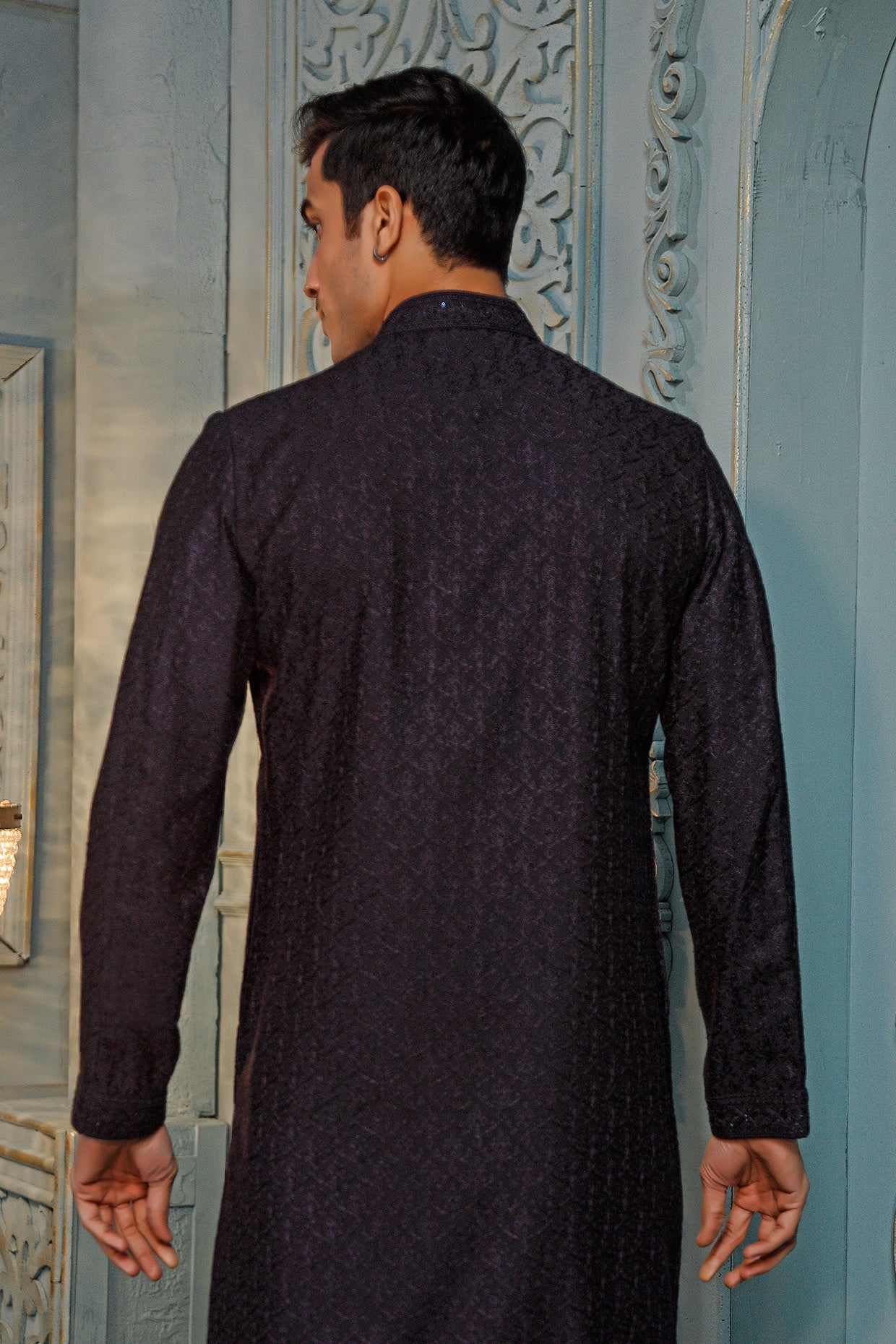 Blue Resham Embroidered Kurta Set