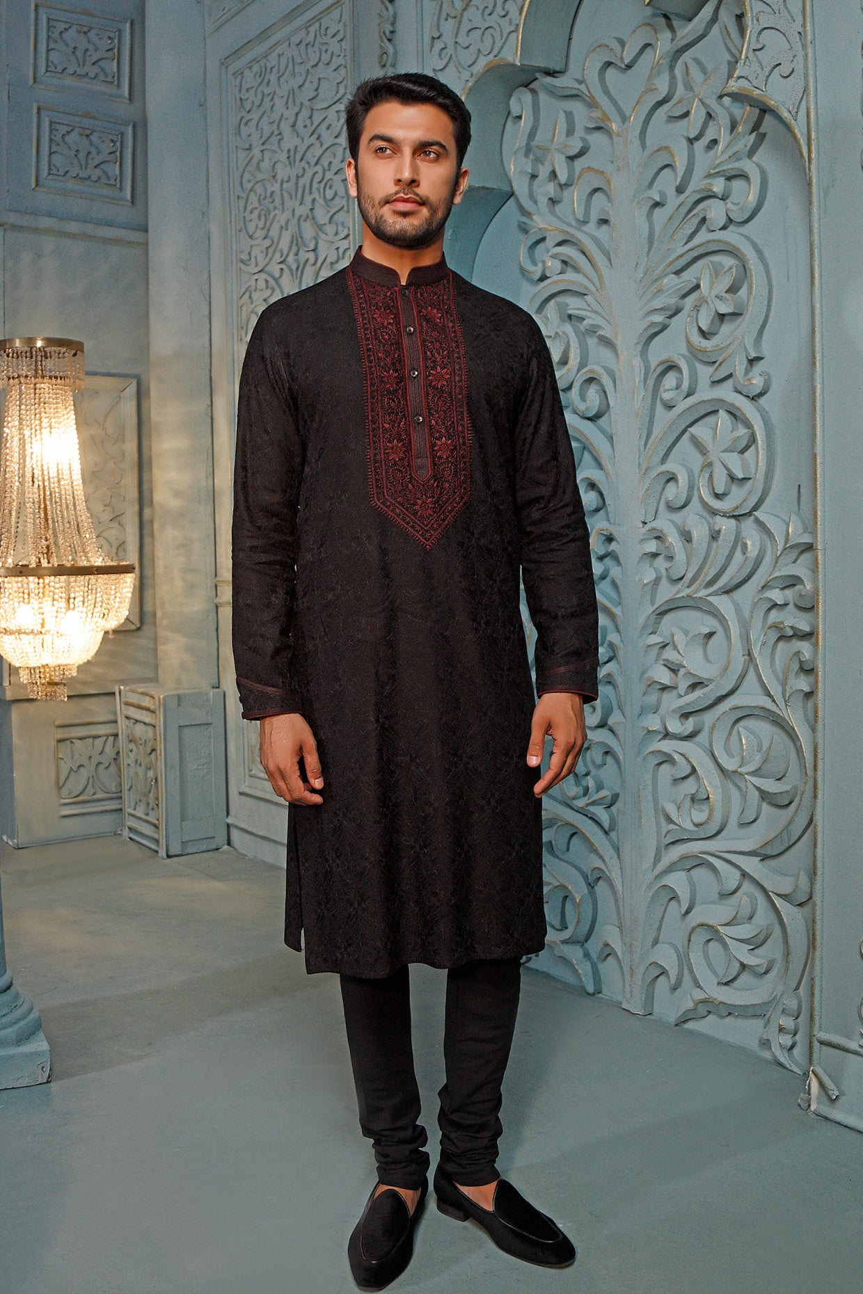 Black Silk Kurta Set