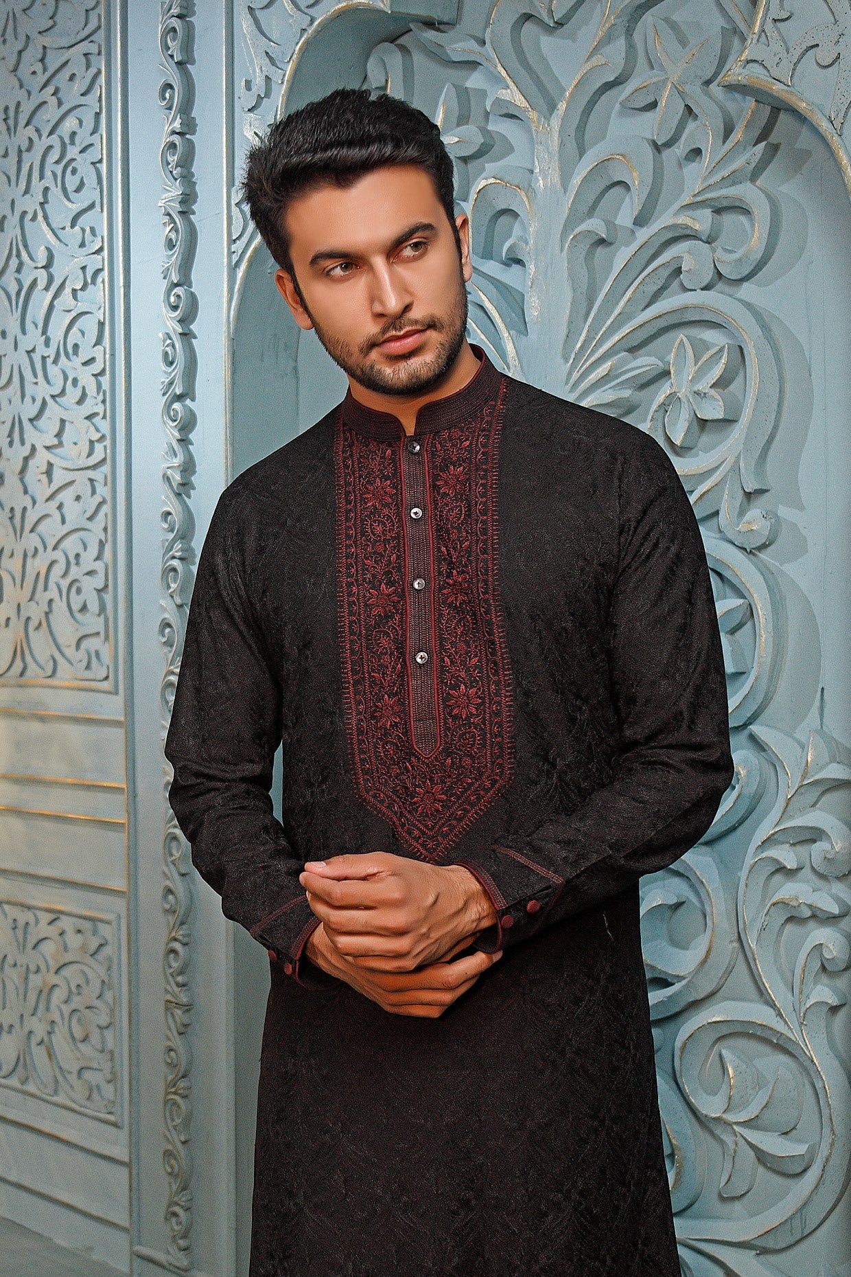 Black Silk Kurta Set