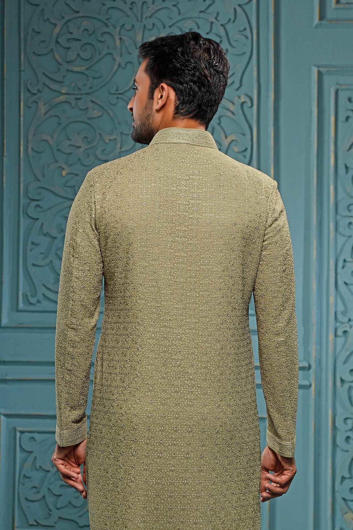 Olive Georgette Kurta Set