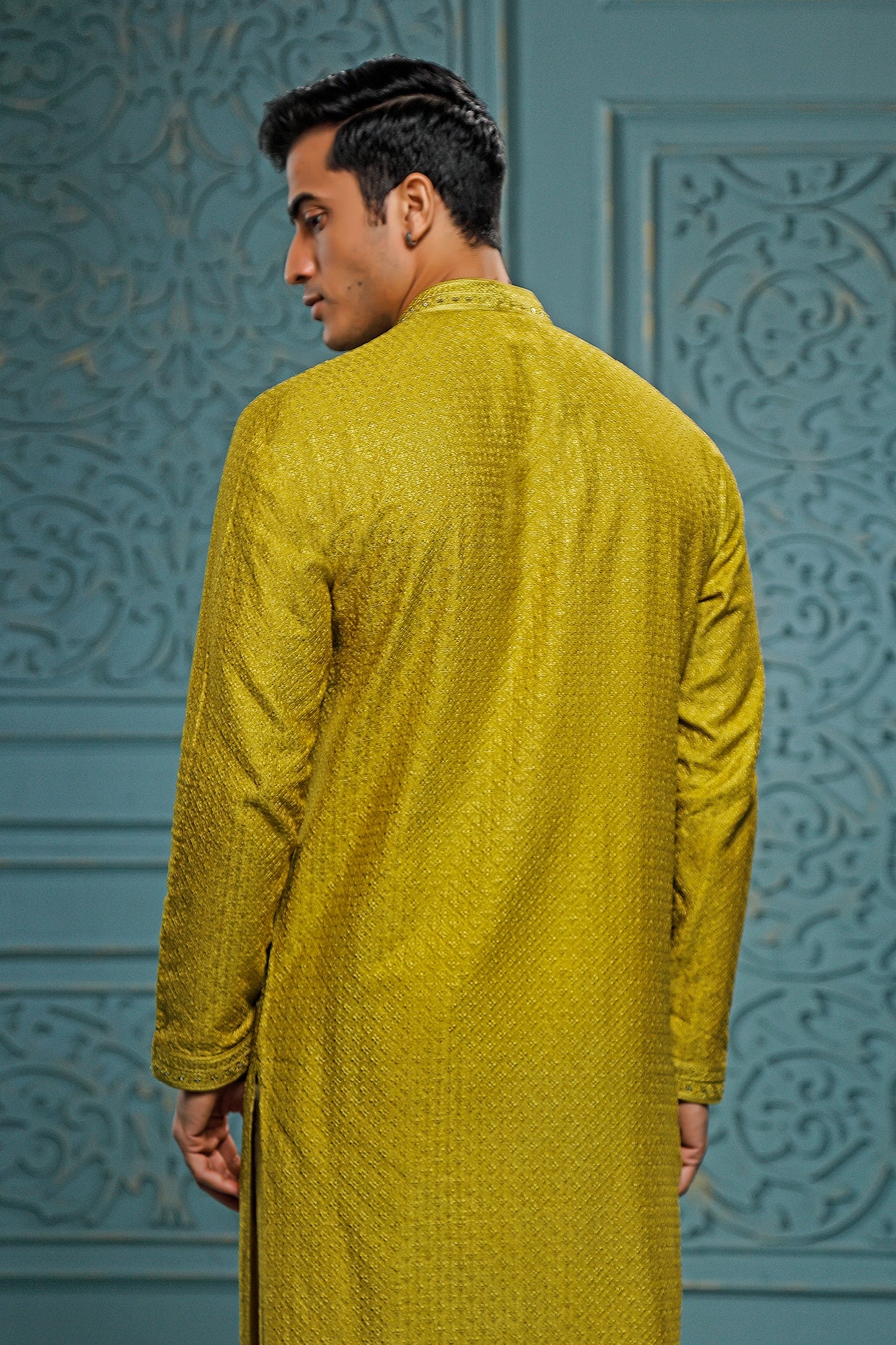 Olive Silk Kurta Set