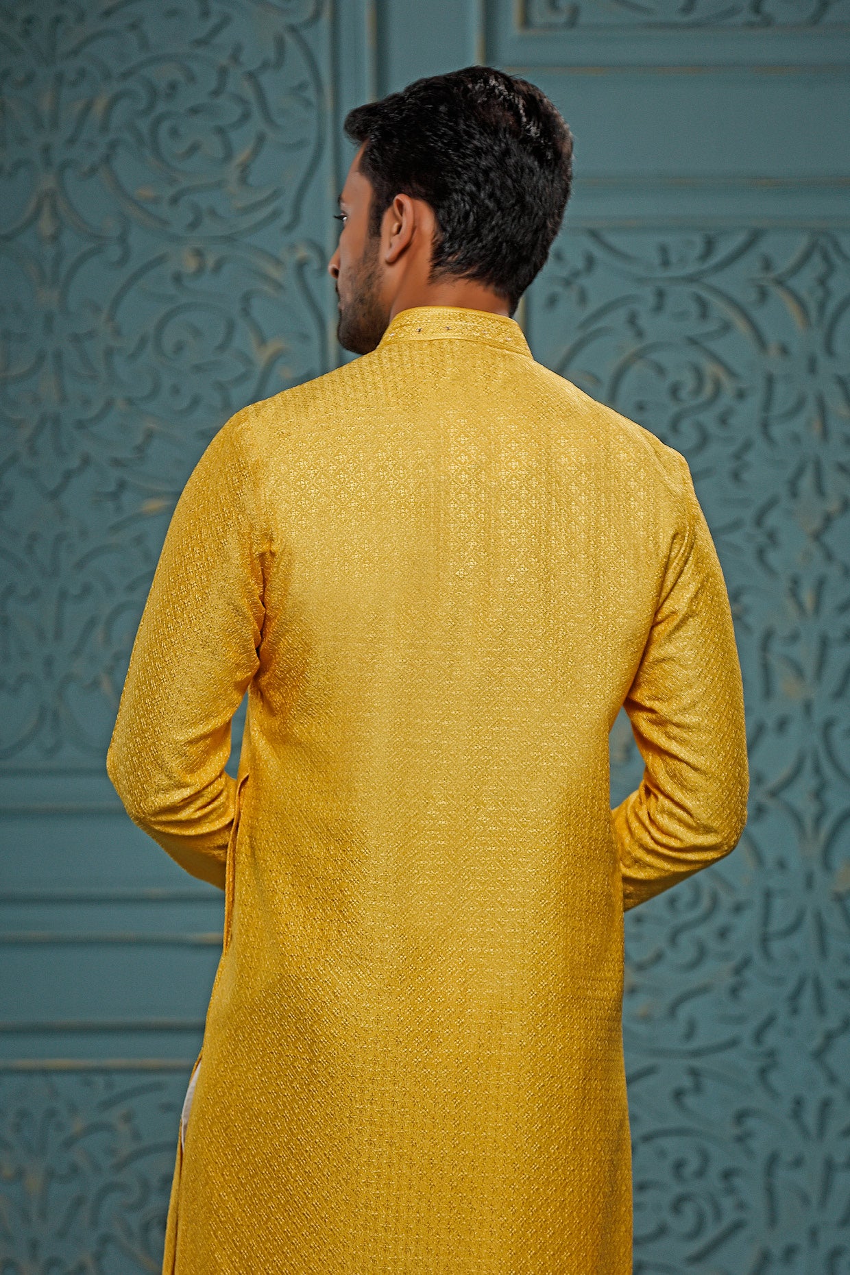 Yellow Lucknowi Kurta Set
