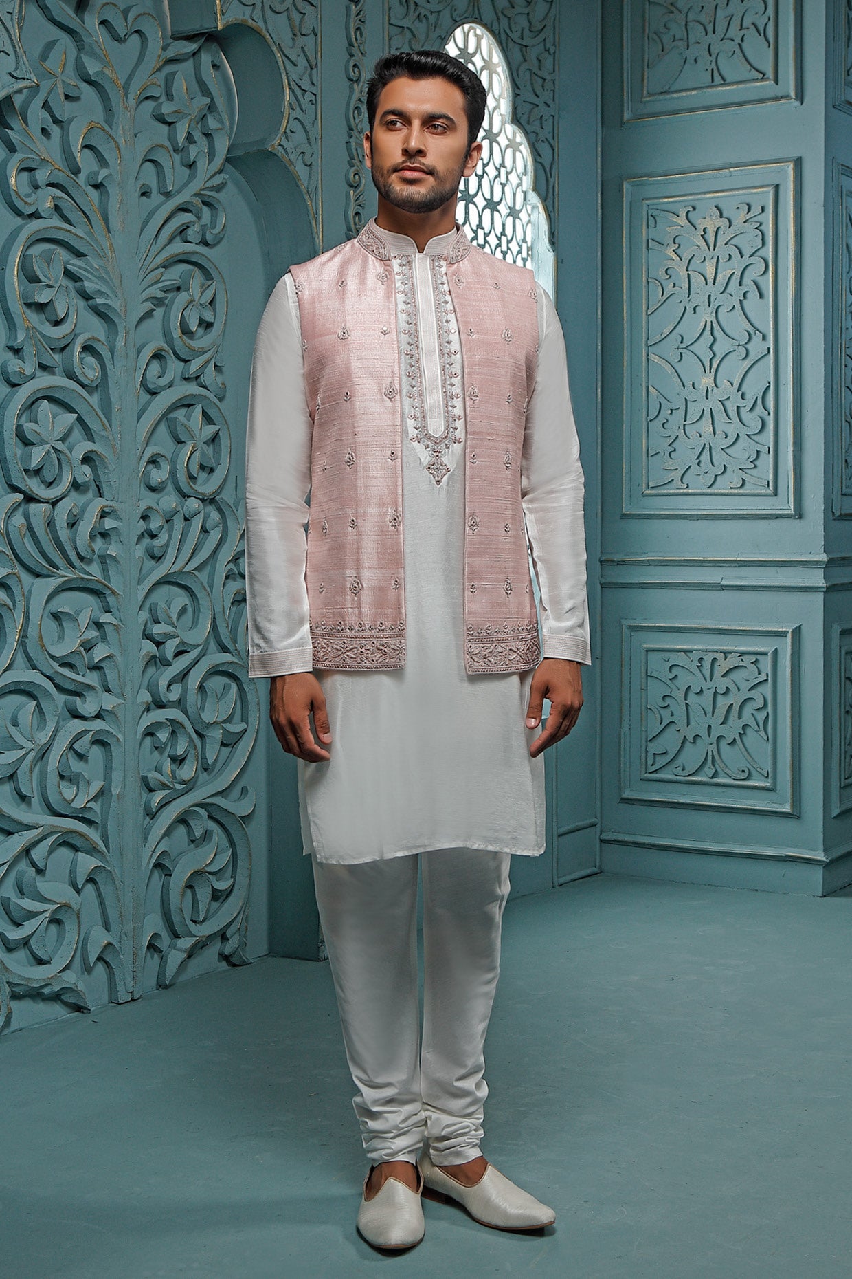 Pink Raw Silk Coaty Set