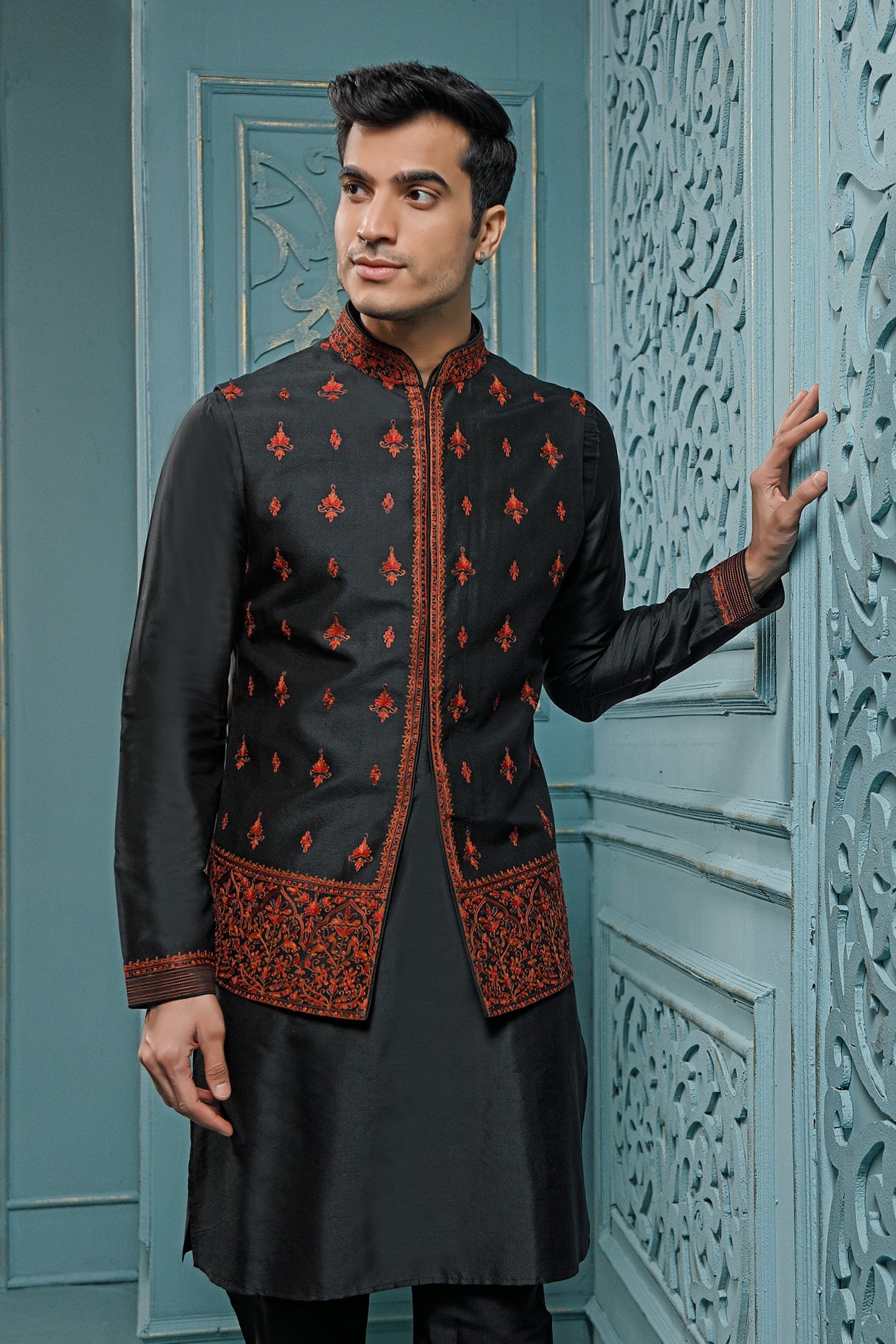 Black Jamewar Style Coaty Set