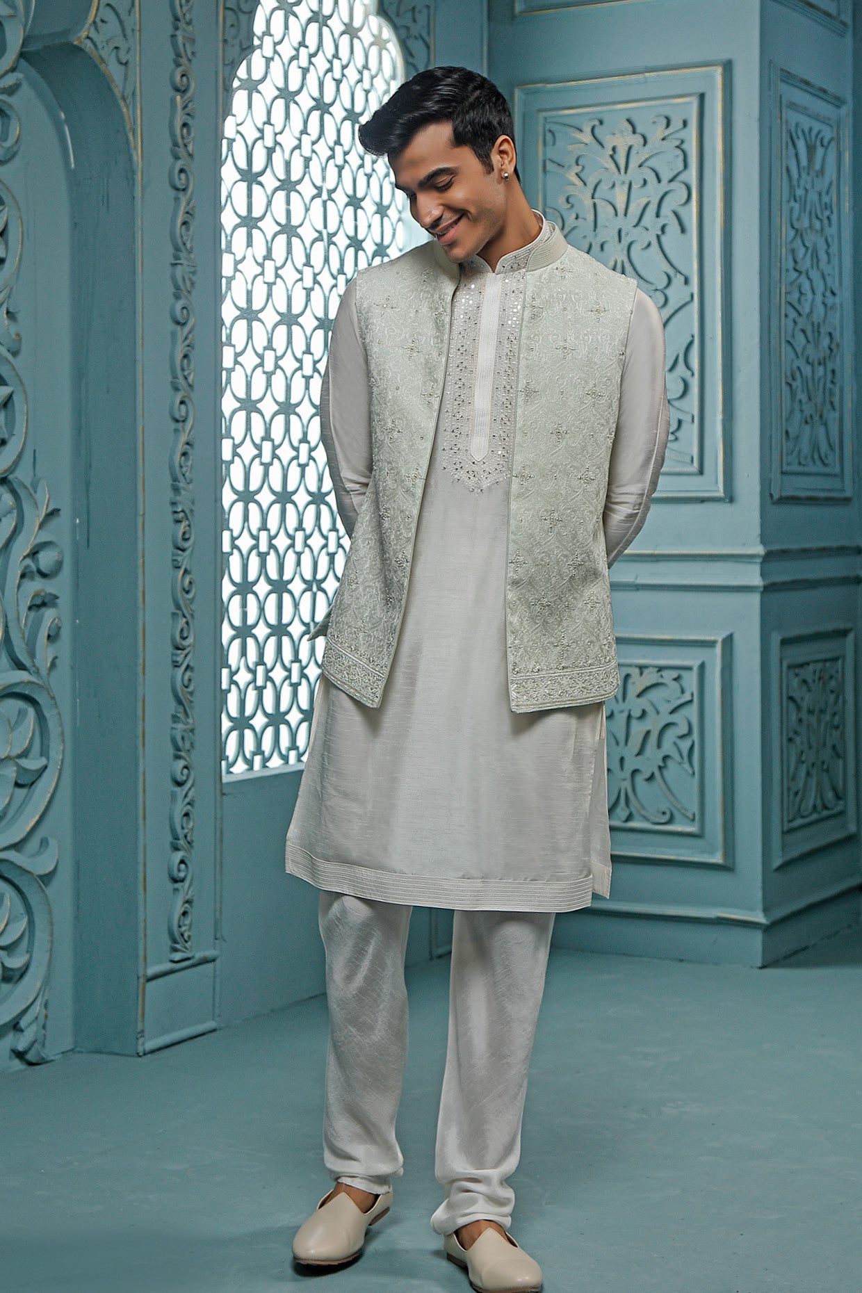 Mint Mirror Work Coaty Set