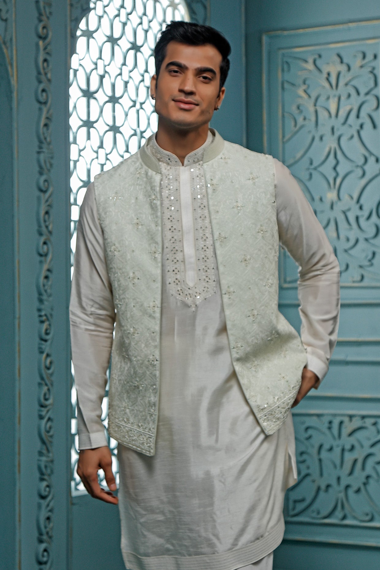 Mint Mirror Work Coaty Set
