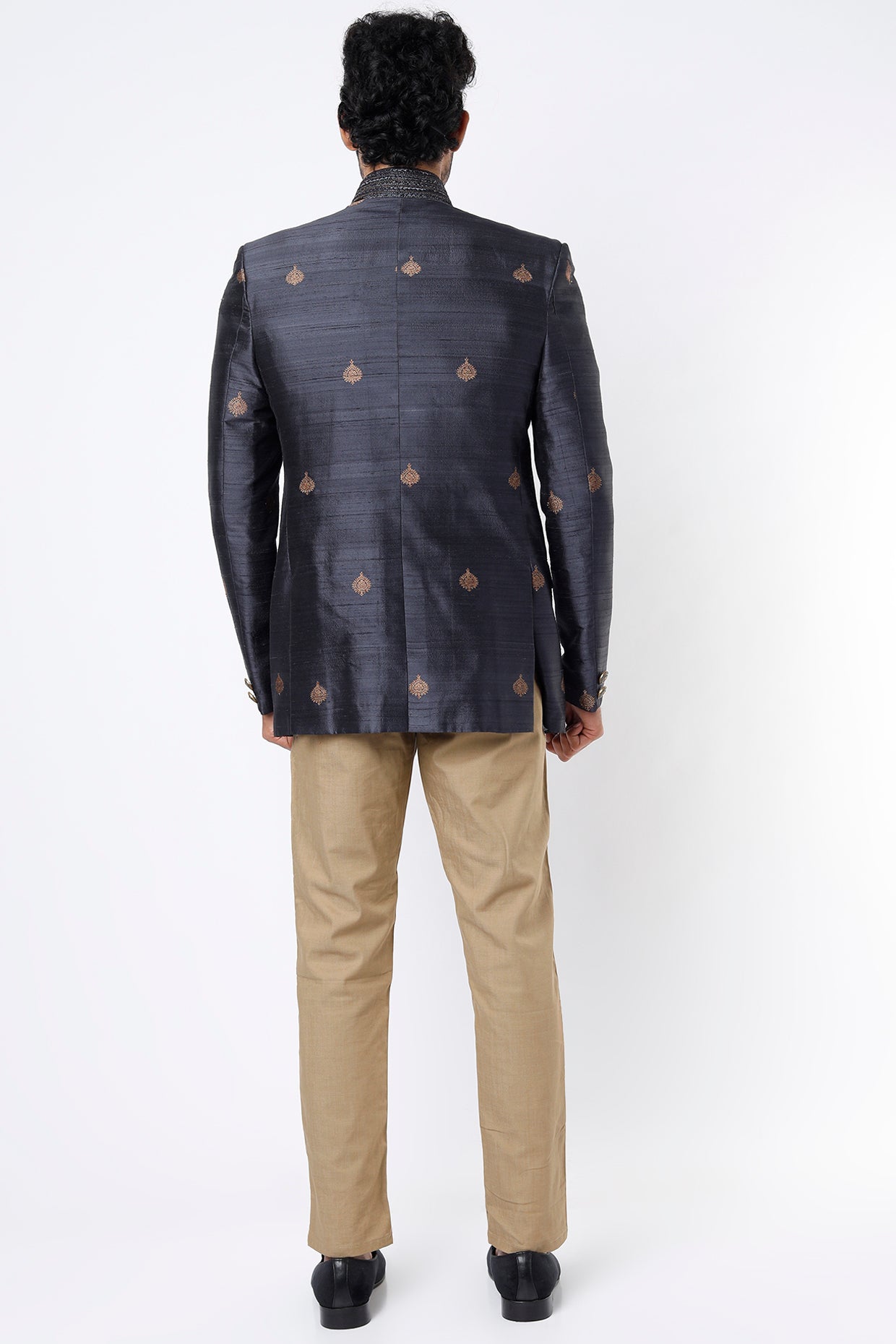 Sombre Grey Hand Embroidered Jodhpuri Bandhgala Jacket