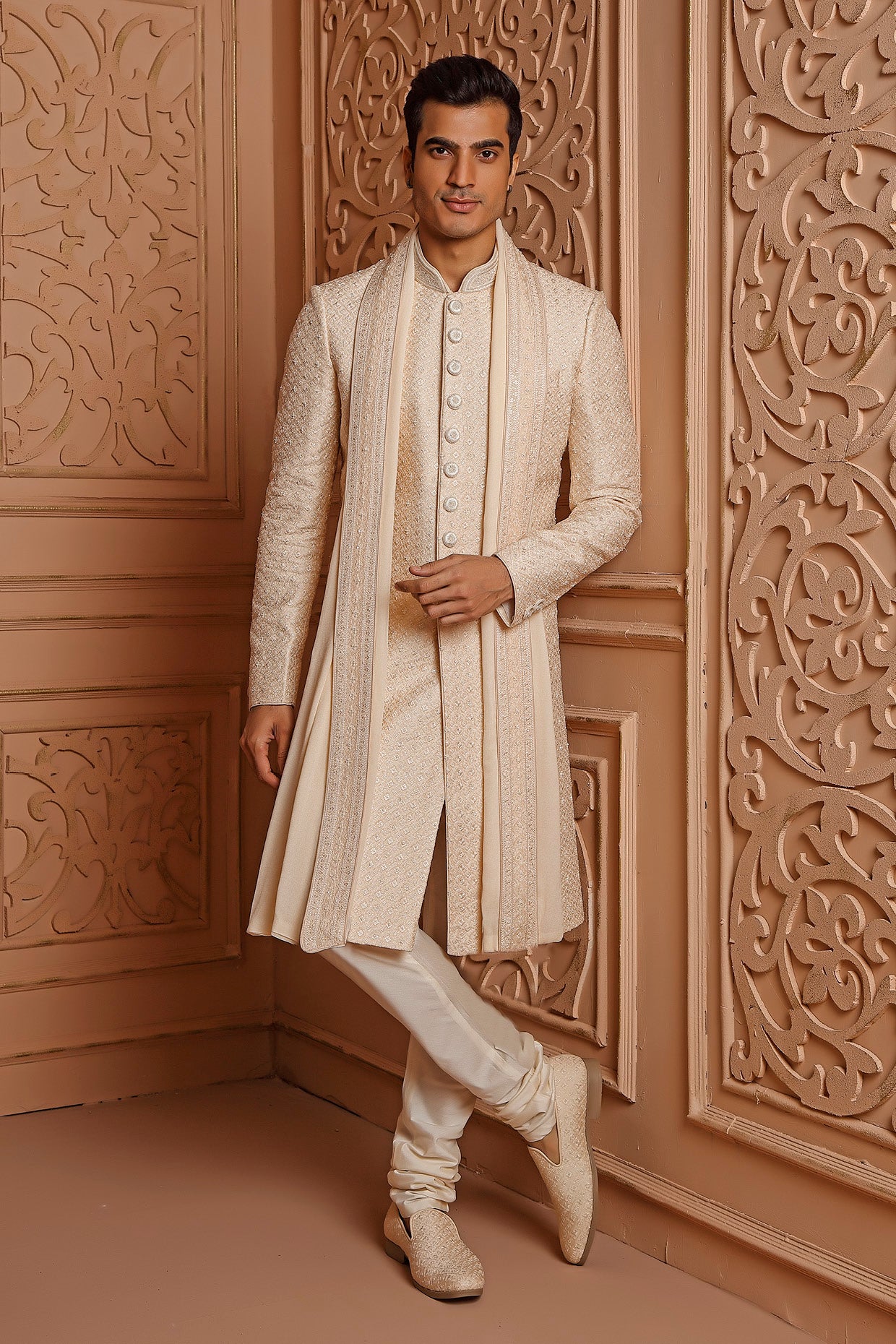 Cream Sherwani Set