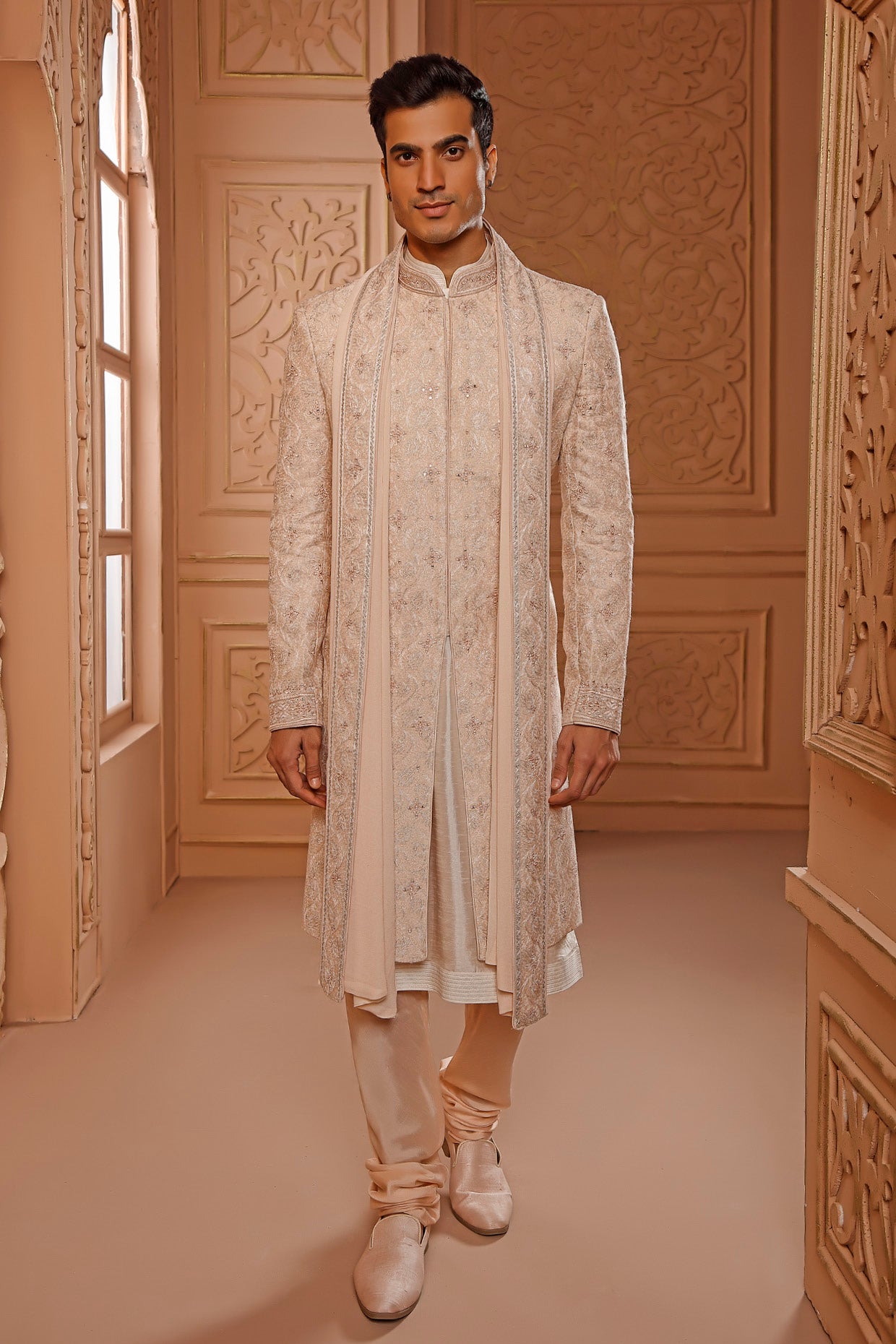 Blush Mirror Work Sherwani Set