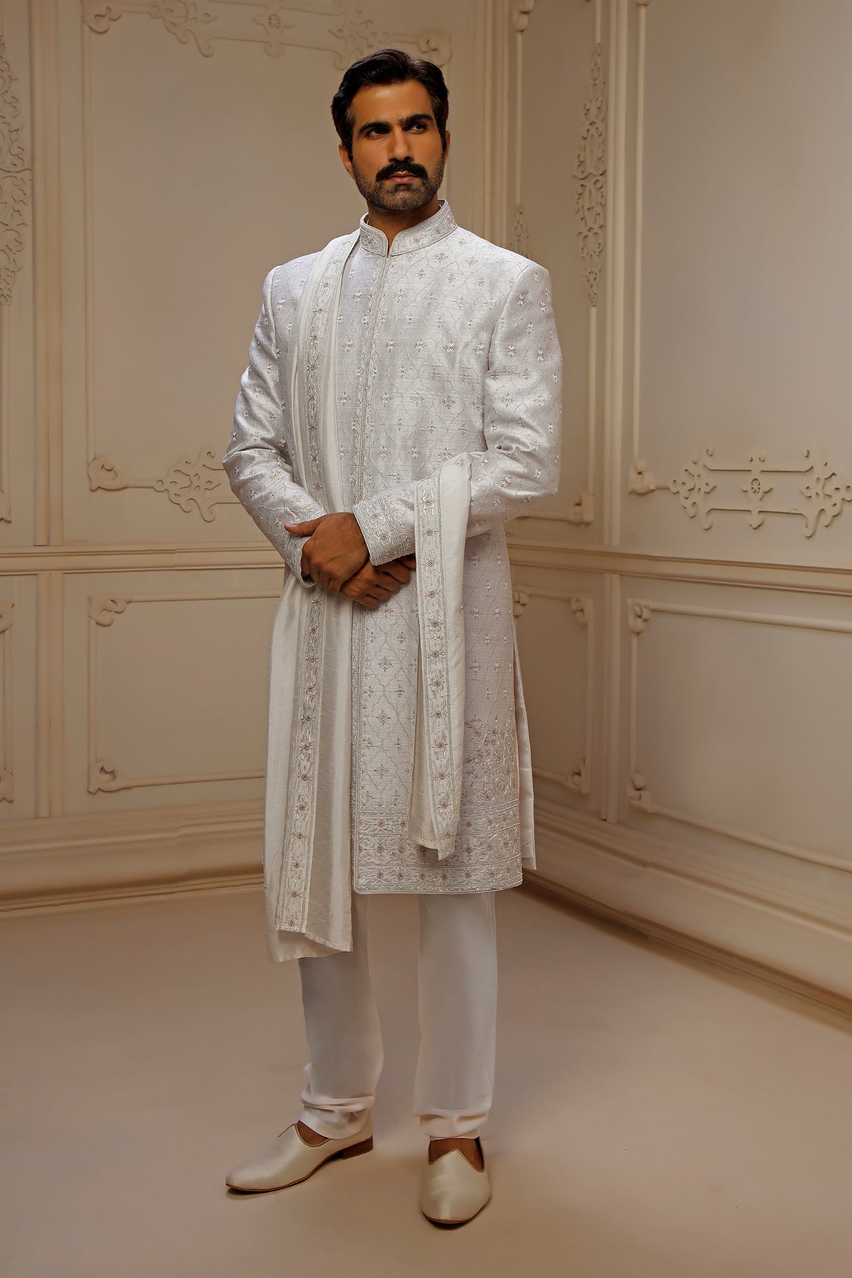 Silver Grey Sherwani Set