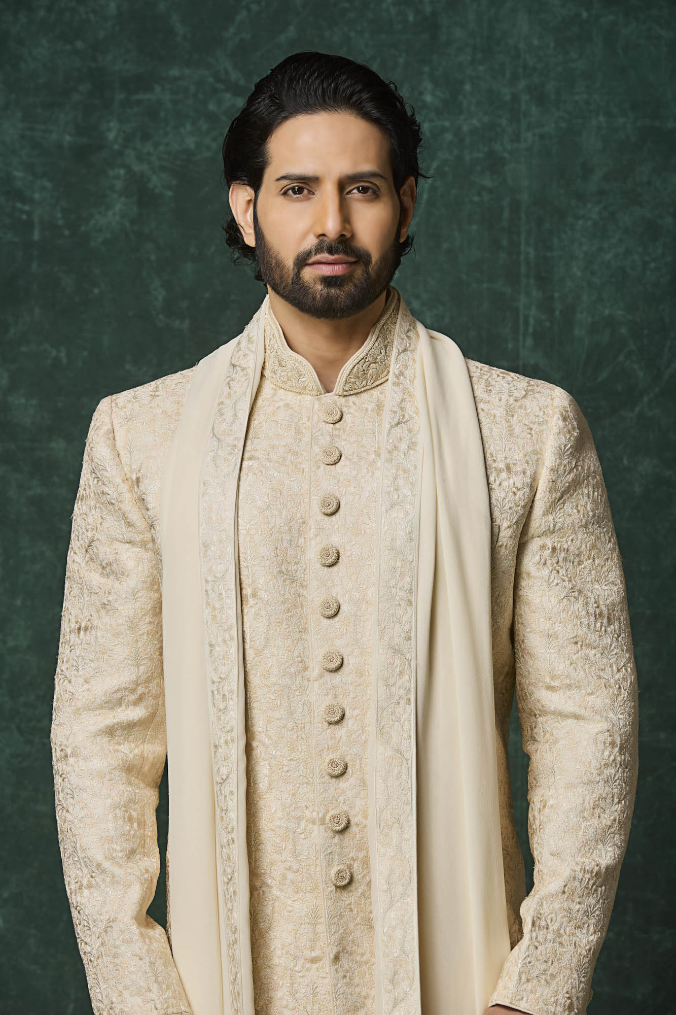 Pearl colour sherwani set