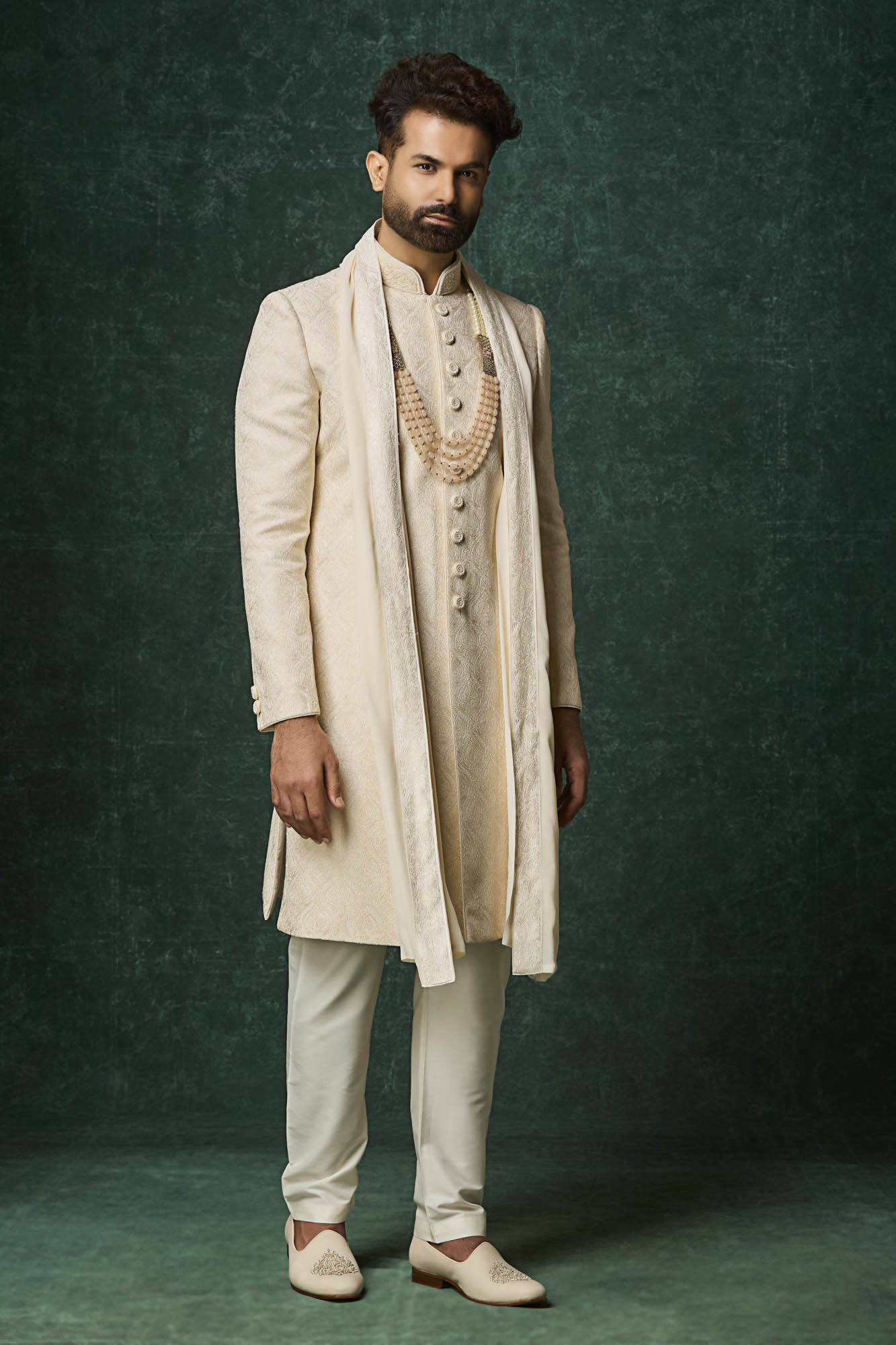 Pearl colour sherwani set