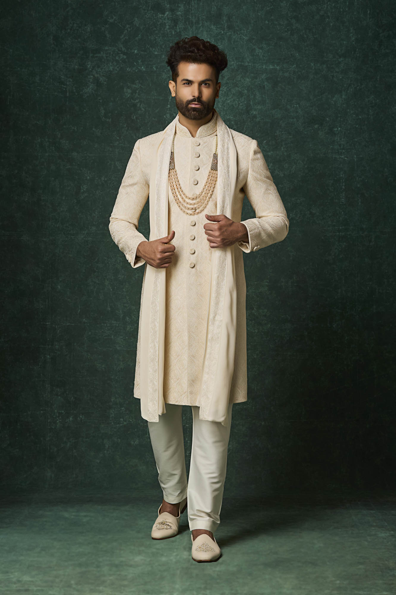 Pearl colour sherwani set