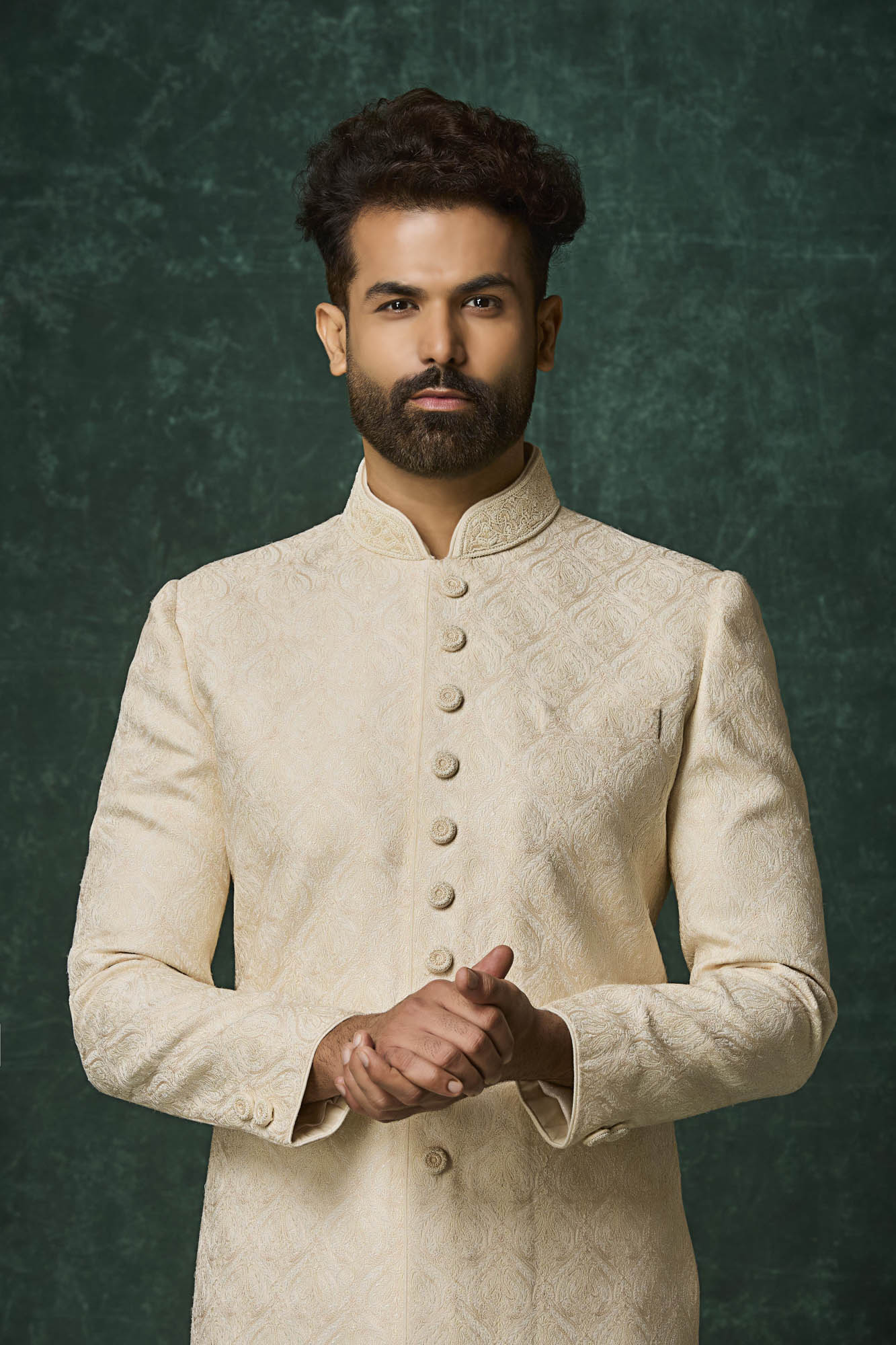 Pearl colour sherwani set