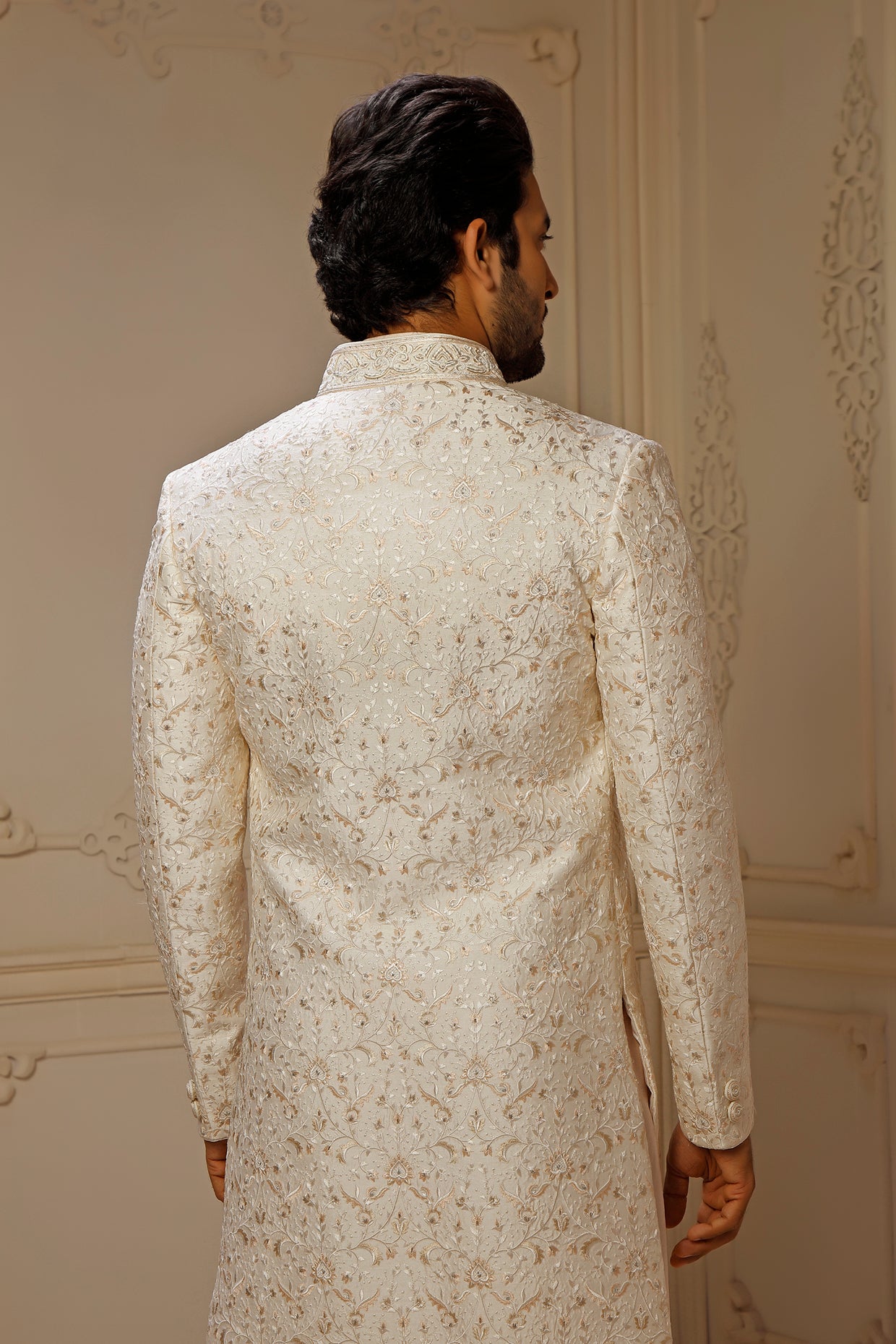 Mint Raw Silk Sherwani Set