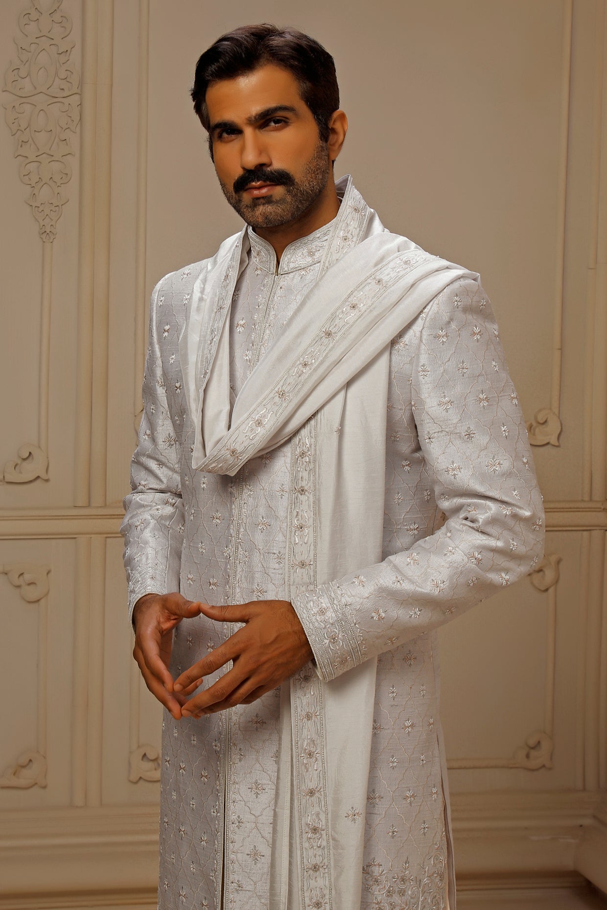 Silver Grey Sherwani Set