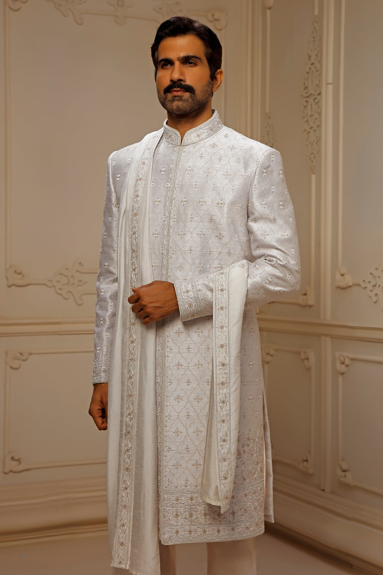 Silver Grey Sherwani Set