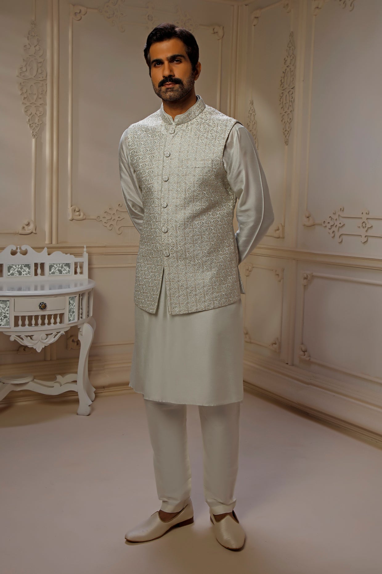 Mint Dupion Silk Bundi Set