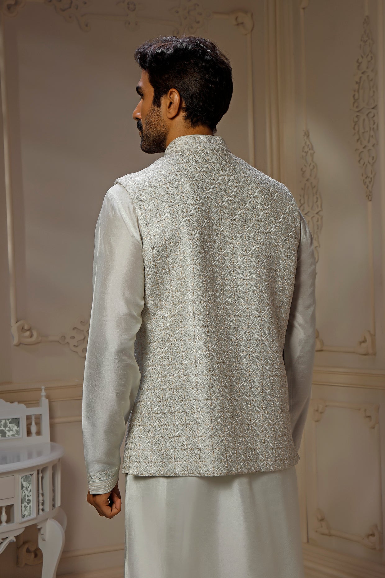 Mint Dupion Silk Bundi Set