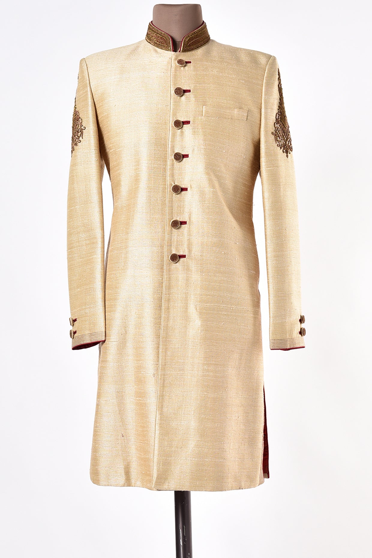 Golden Sherwani With Zardosi Work