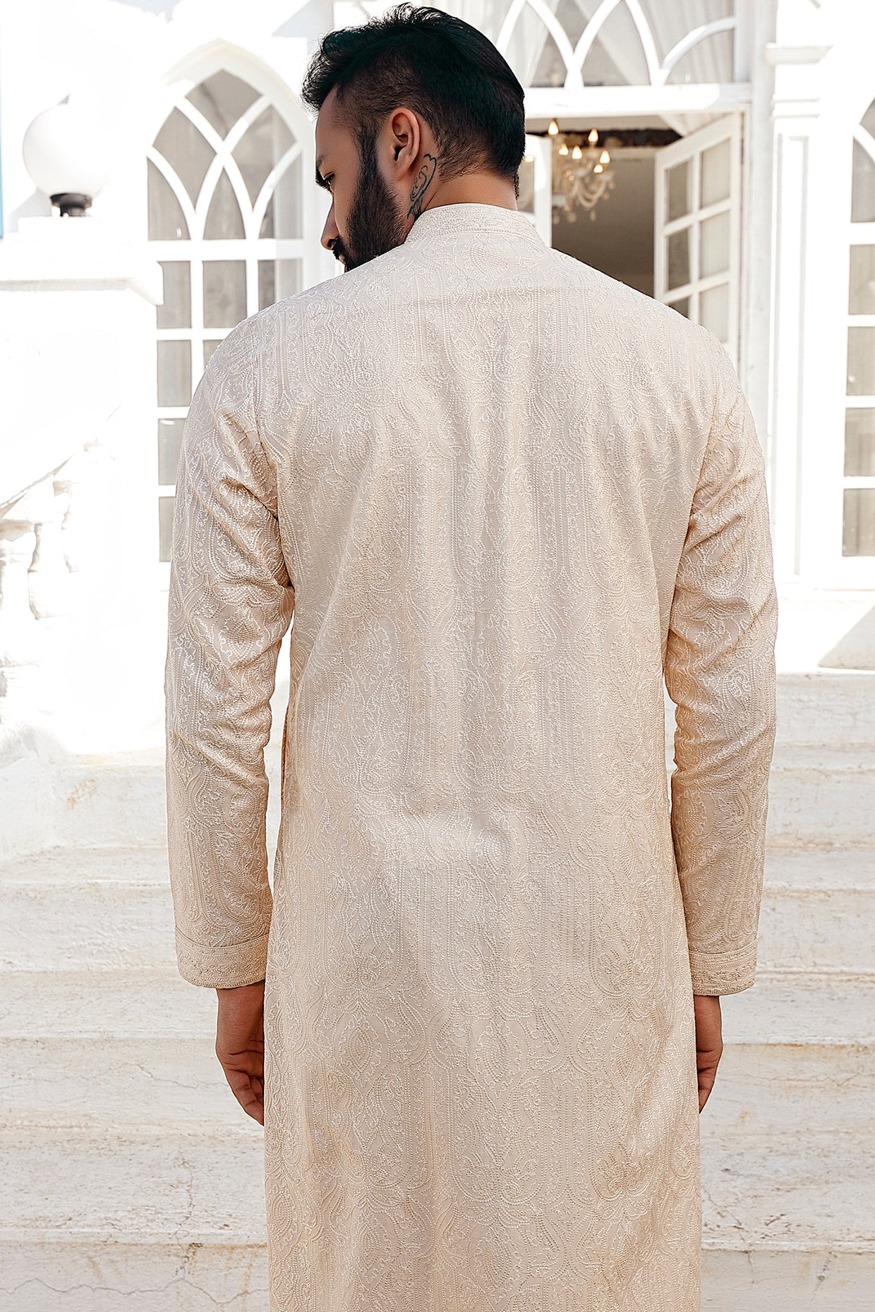 Beige Embroidered Kurta Set