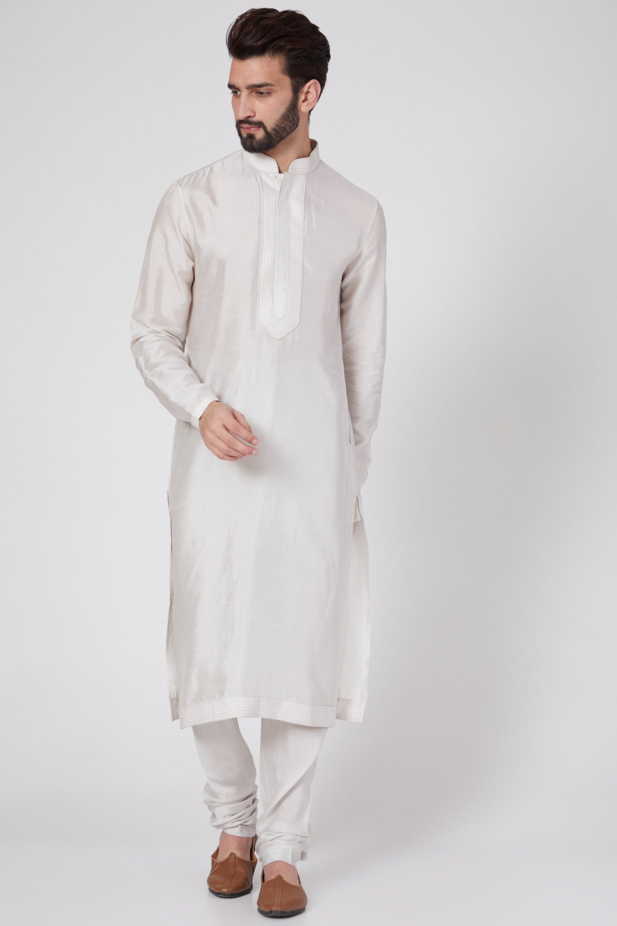Blush Pink Silk Kurta Set With Bundi Jacket