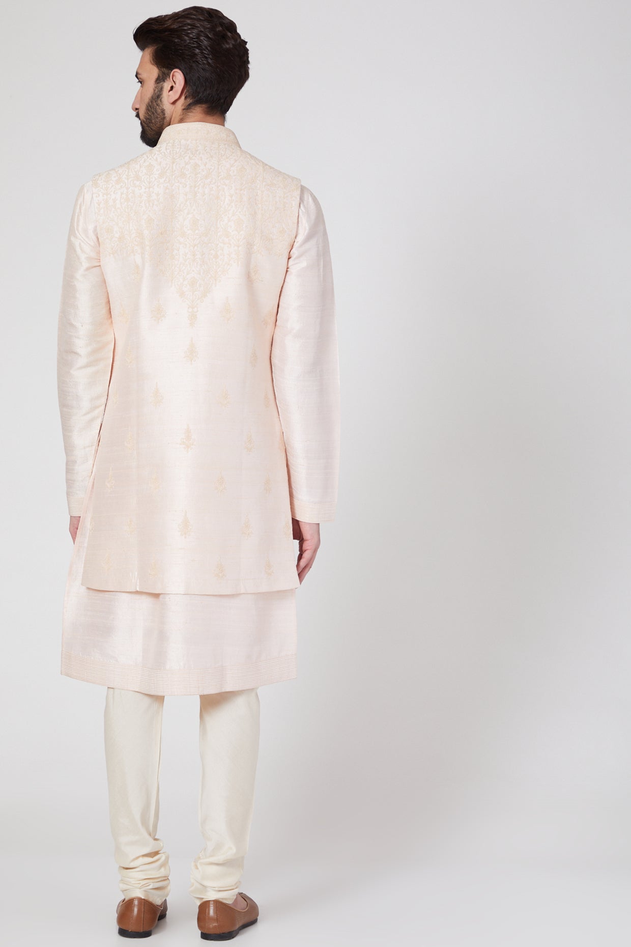 Blush Pink Kurta Set & Bundi Jacket