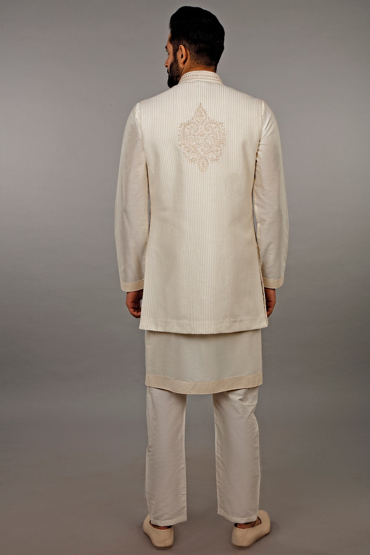 Cream Embroidered Kurta Set