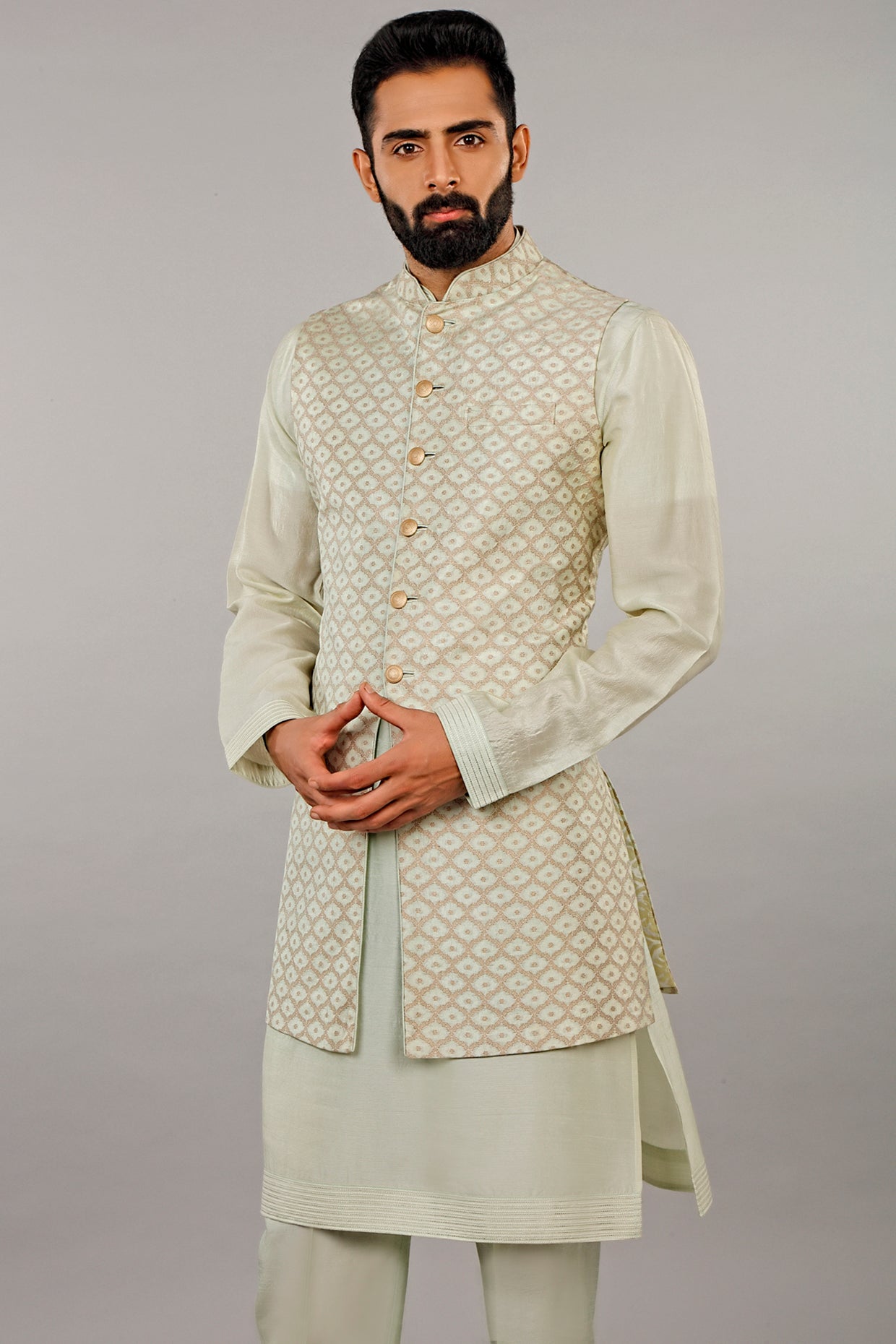 Mint Green Kurta Set With Jacket