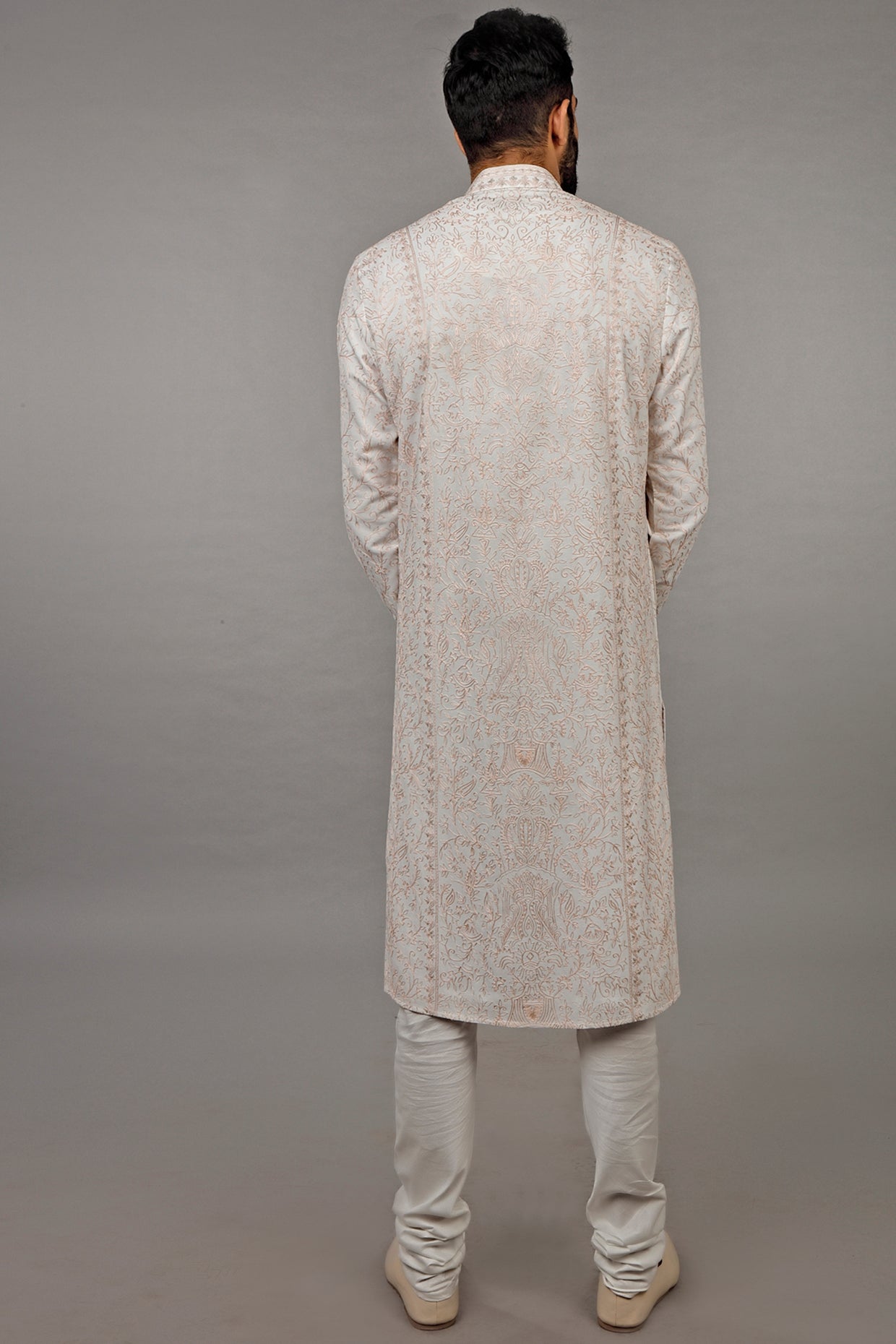Ivory & Pink Embroidered Kurta Set