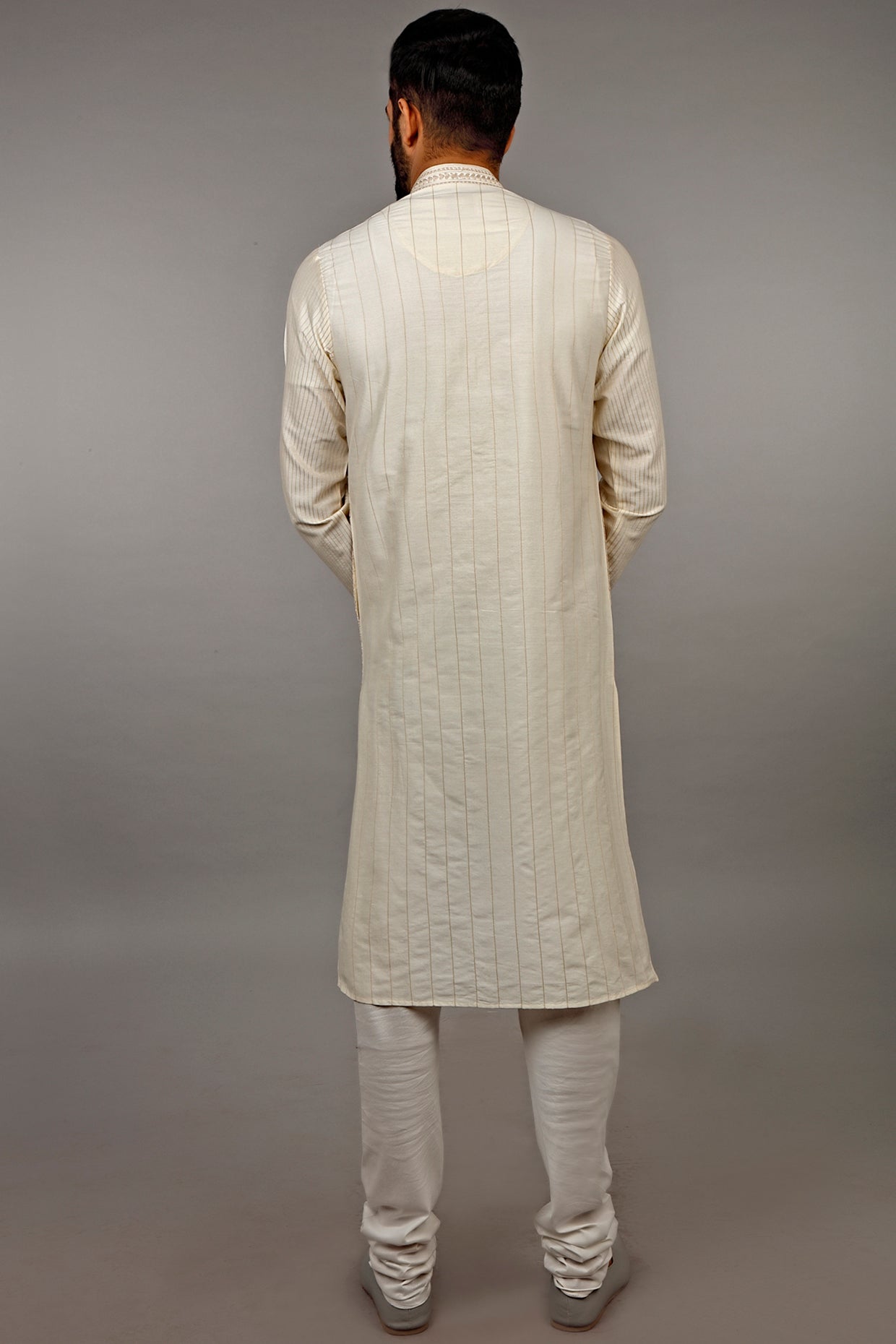 Cream & Beige Embroidered Kurta Set