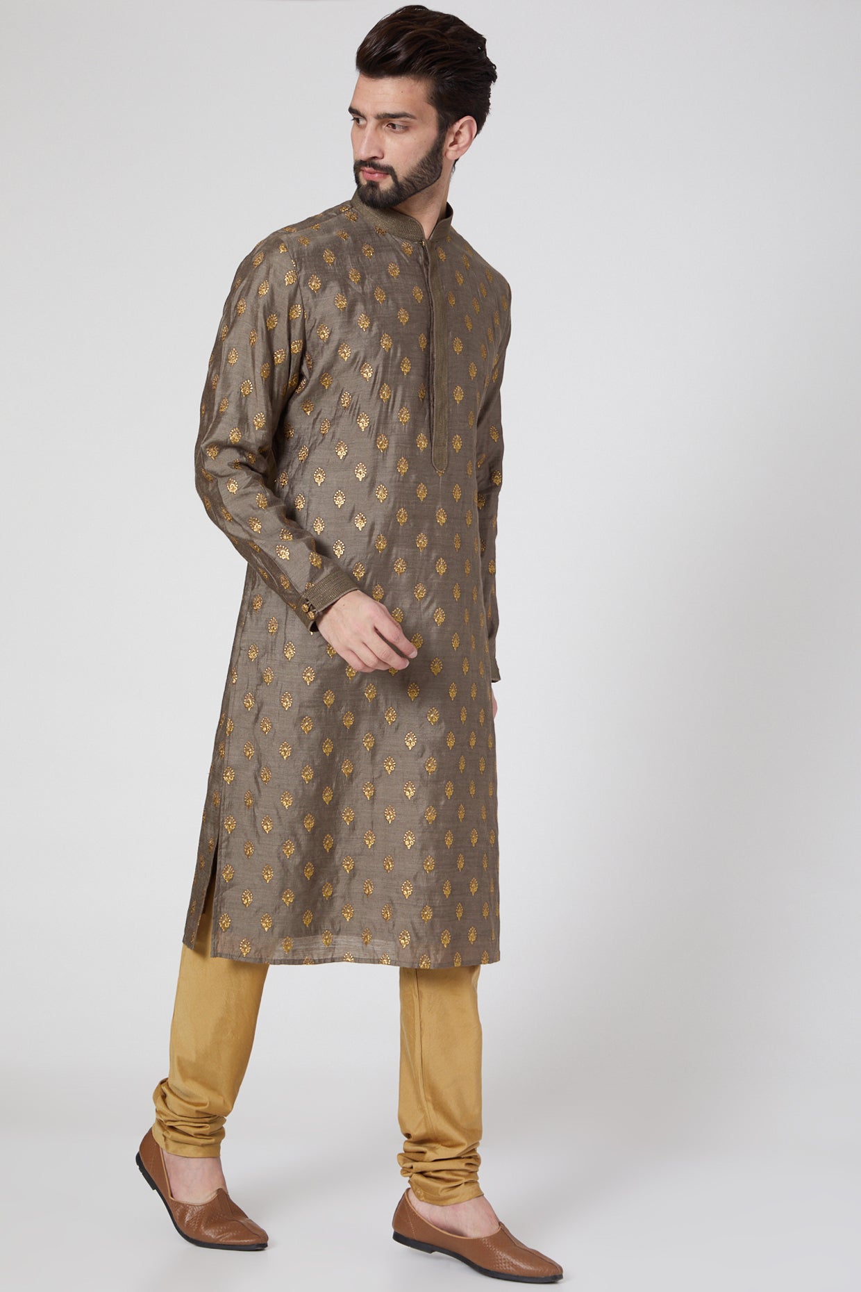 Grey Silk Kurta Set
