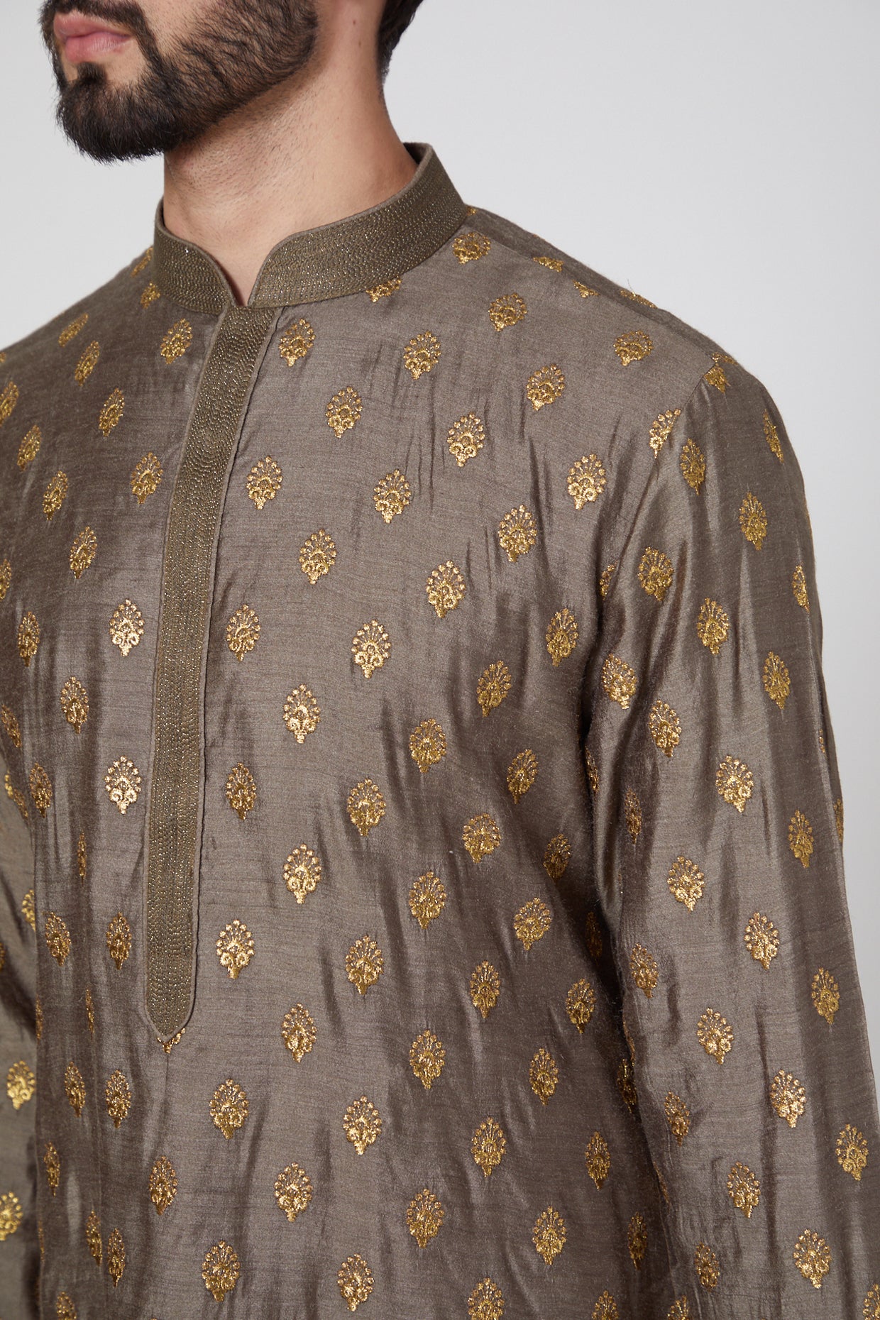 Grey Silk Kurta Set