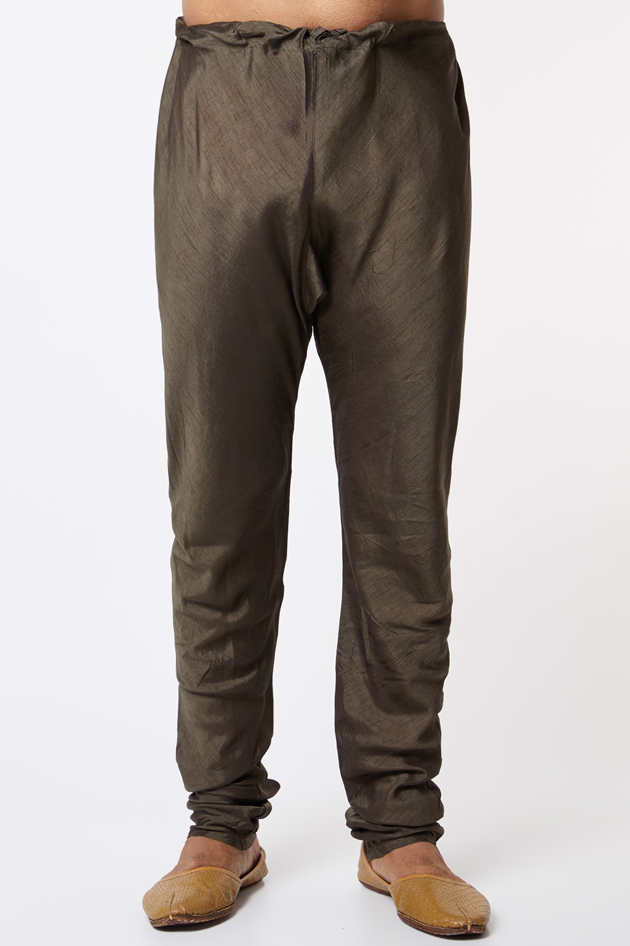 Olive Green Brocade Silk Kurta Set