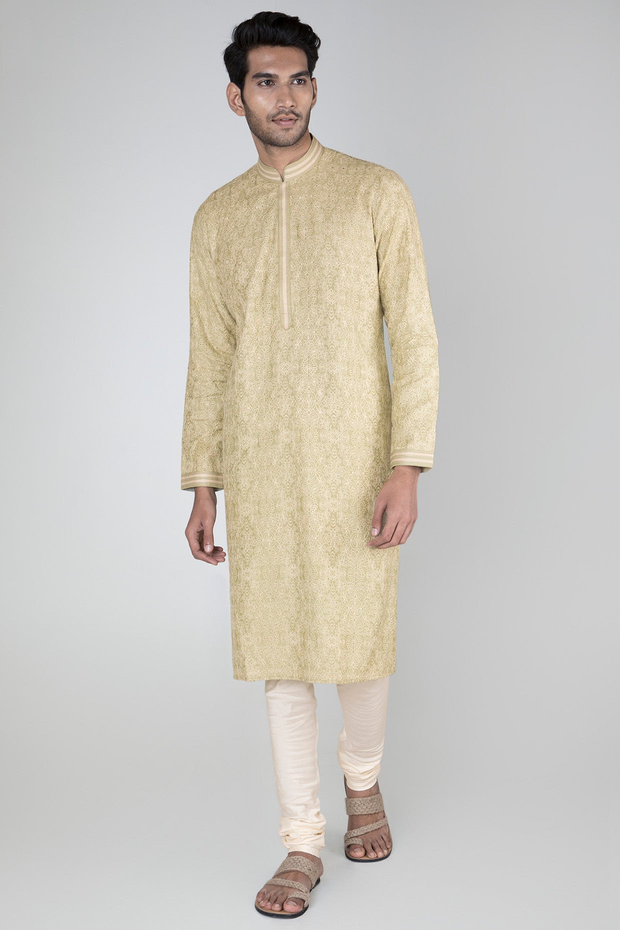 Mint Green Thread Embroidered Kurta Set