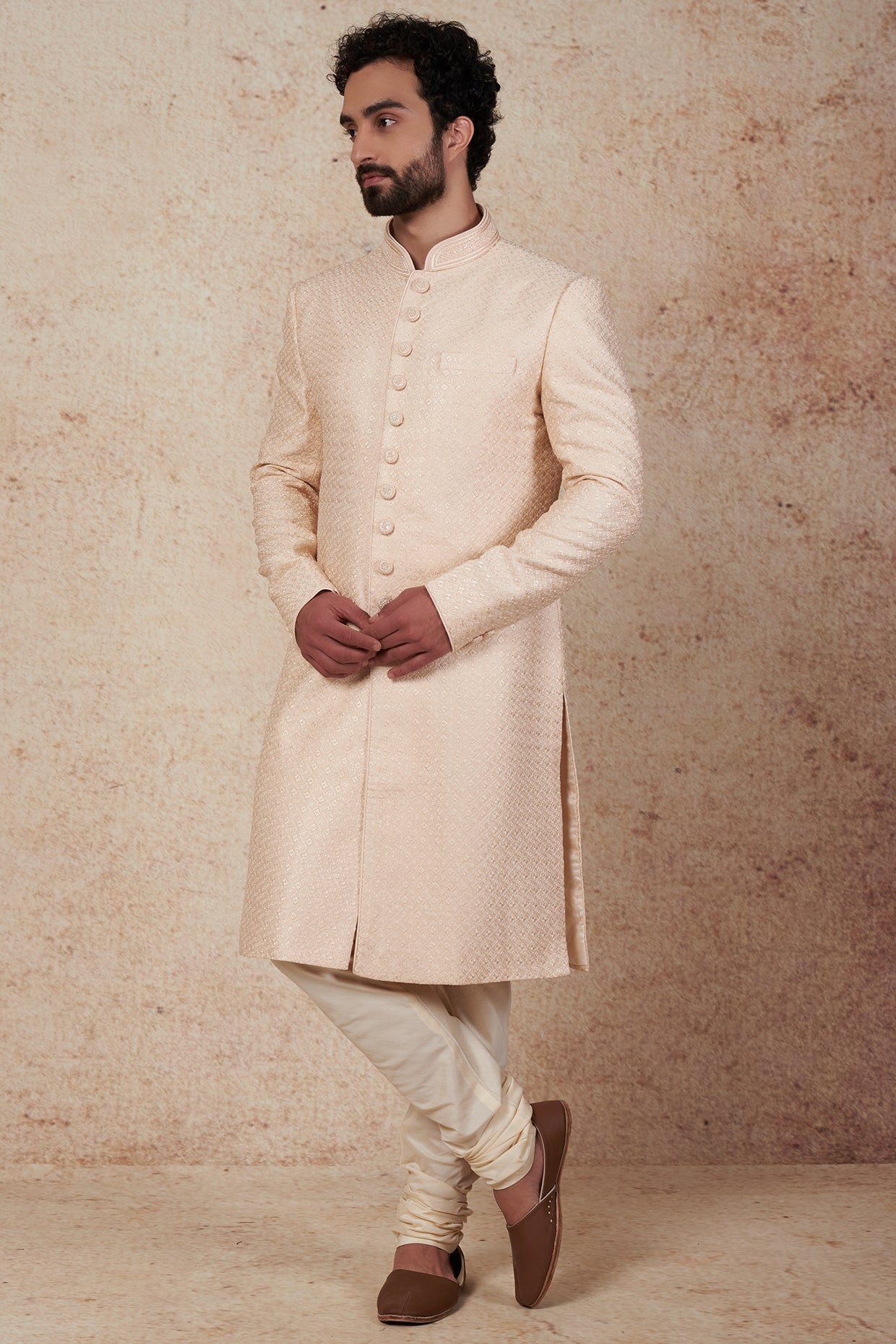 Blush Silk Sherwani Set