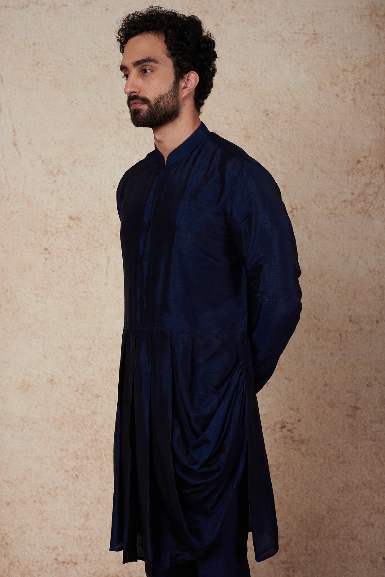 Teal Printed Bundi Jacket With Kurta Set