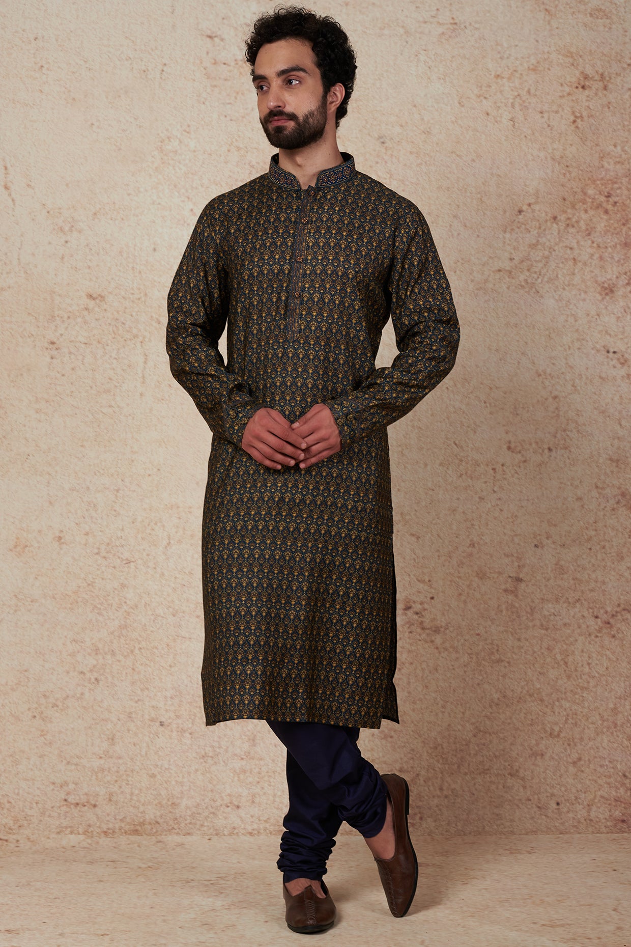 Teal Printed Kurta Set