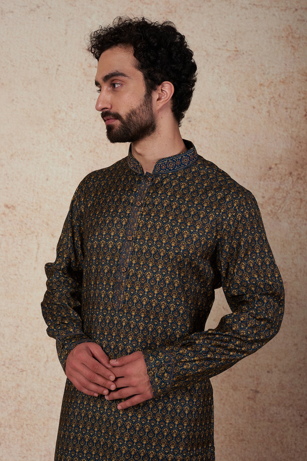 Teal Printed Kurta Set