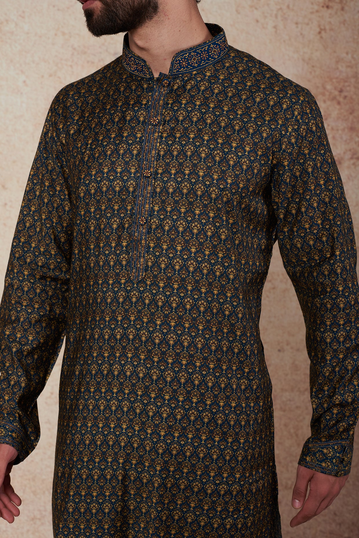 Teal Printed Kurta Set