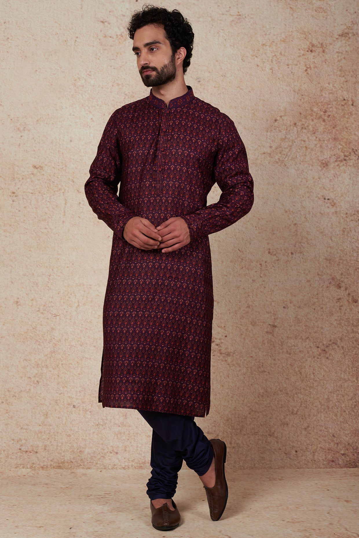 Magenta Printed Kurta Set